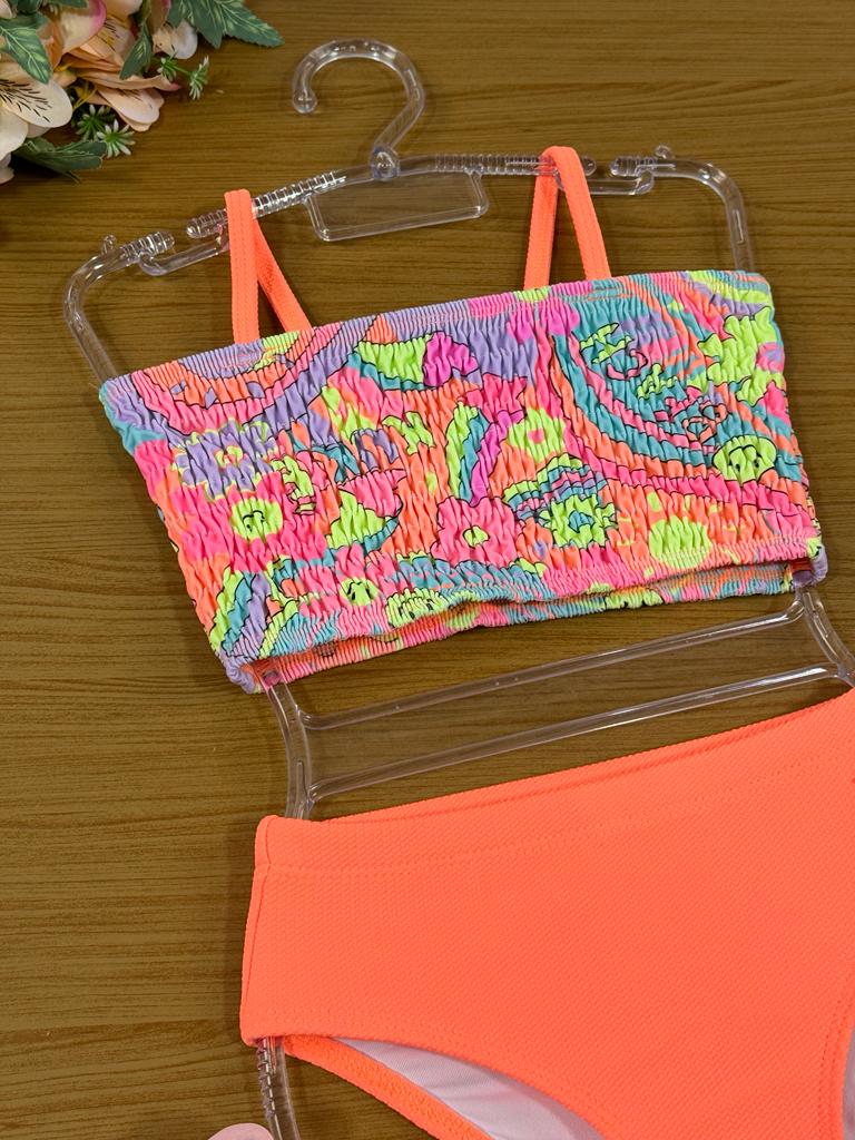 Biquíni Infantil Kukie Verão Emoji Colorido Neon