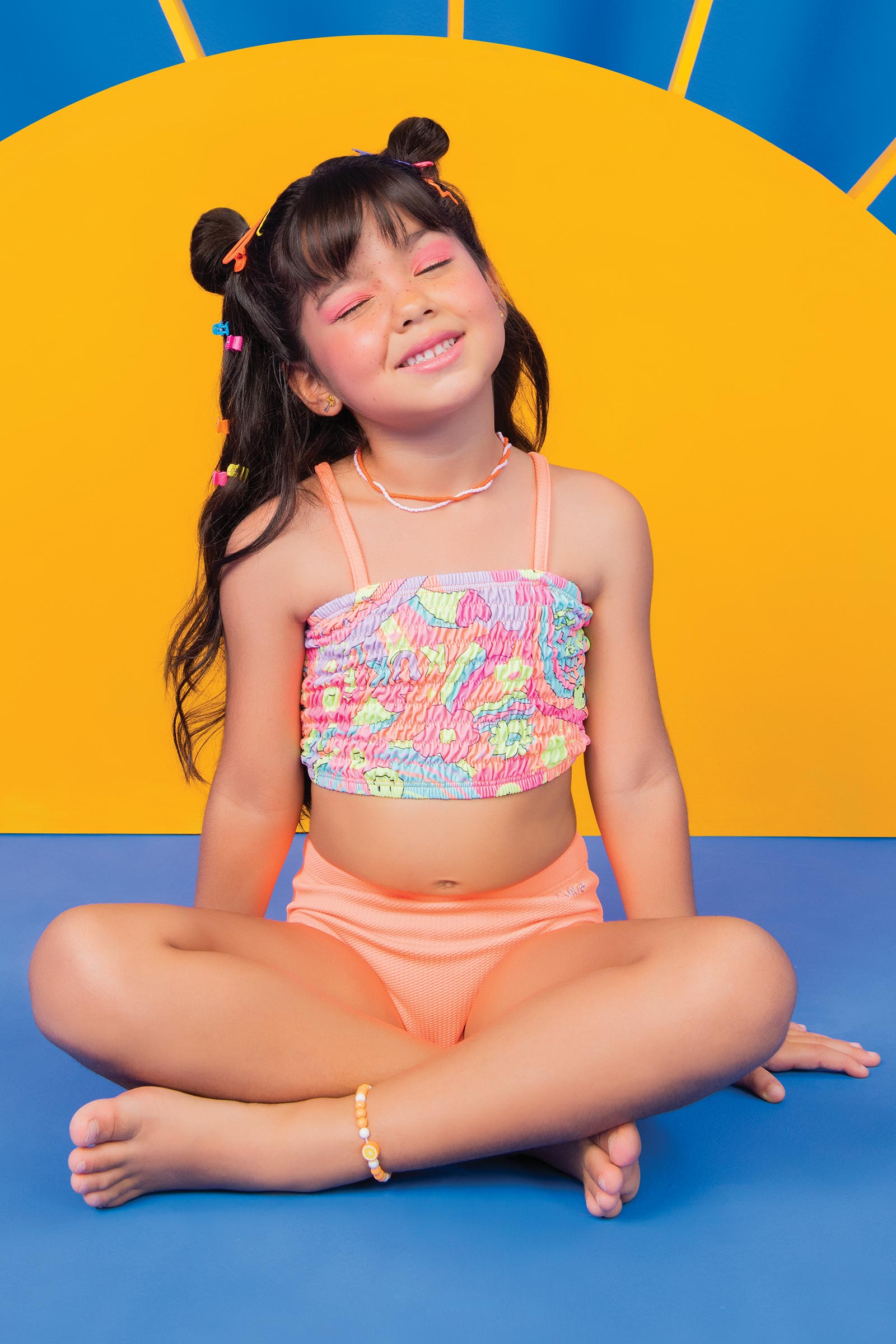 Biquíni Infantil Kukie Verão Emoji Colorido Neon