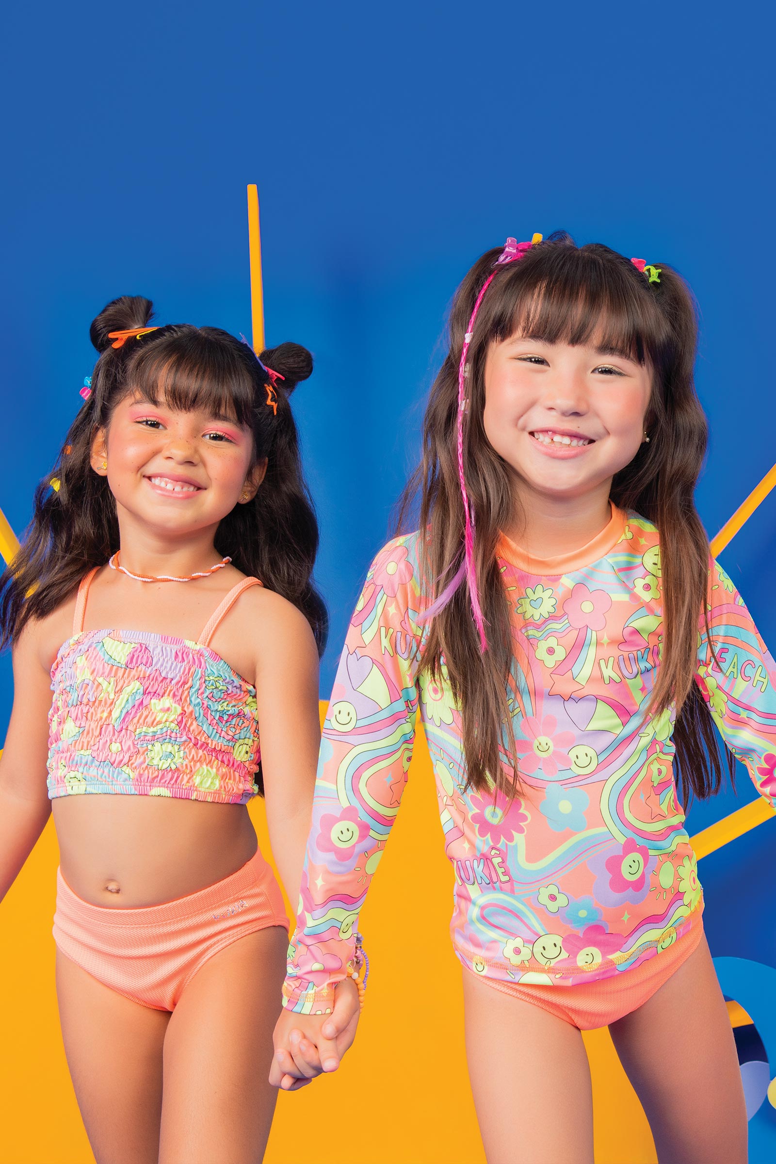 Biquíni Infantil Kukie Verão Emoji Colorido Neon