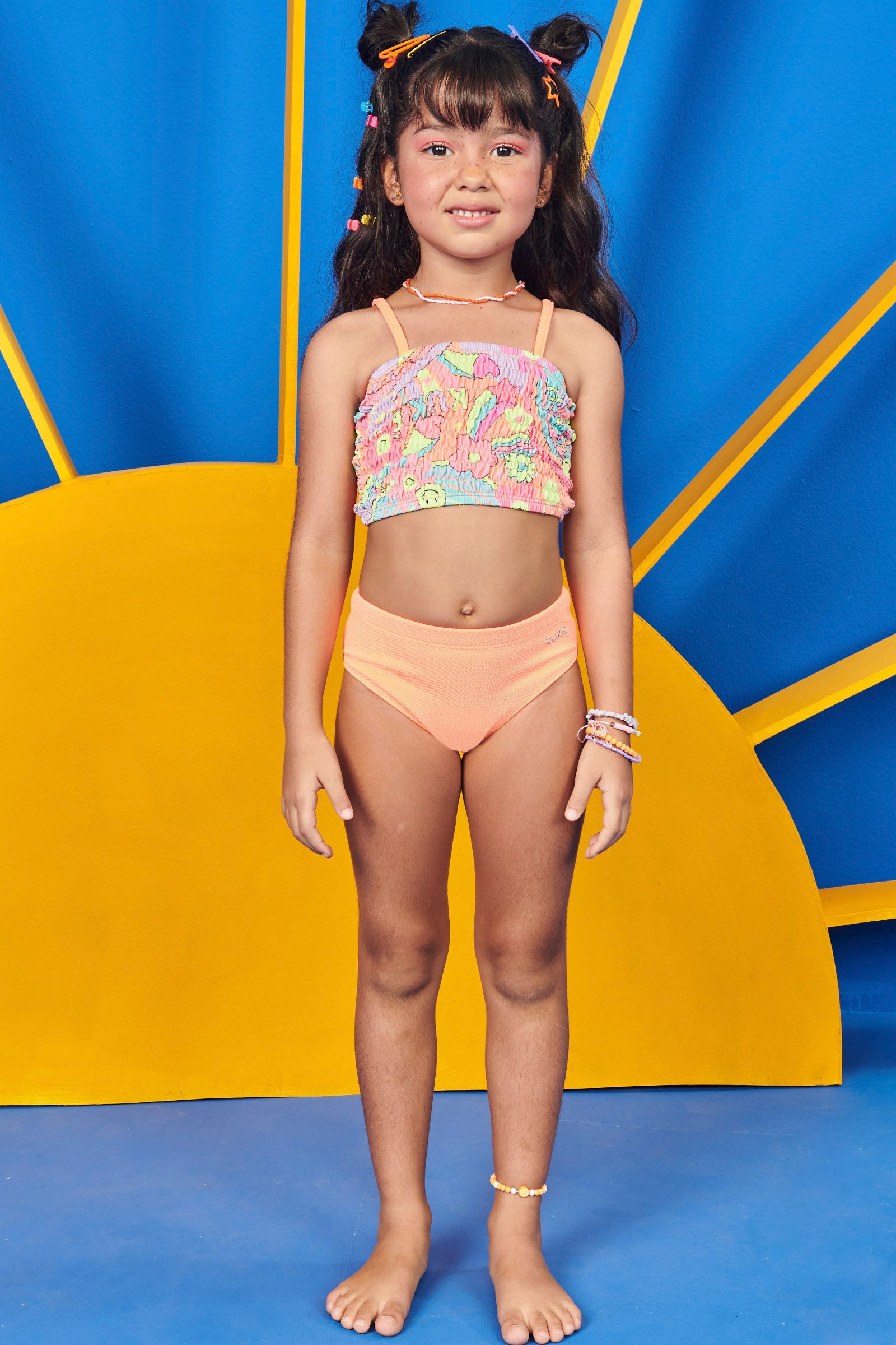 Biquíni Infantil Kukie Verão Emoji Colorido Neon