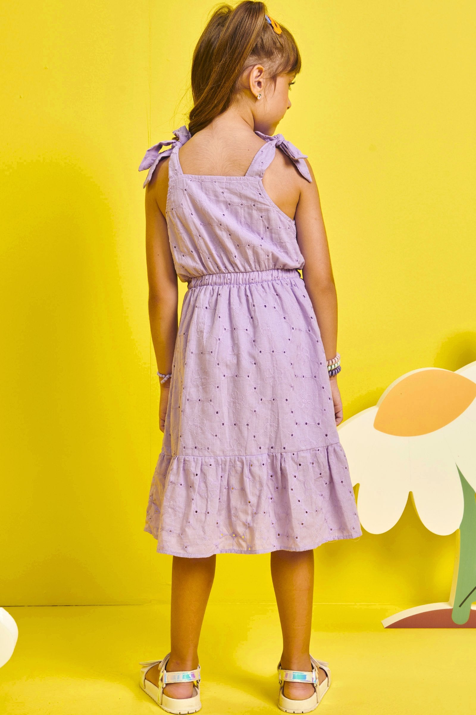 Vestido Infantil Kukie Verão em Laise Lilás