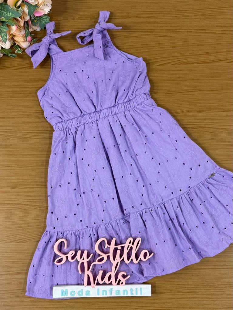 Vestido Infantil Kukie Verão em Laise Lilás