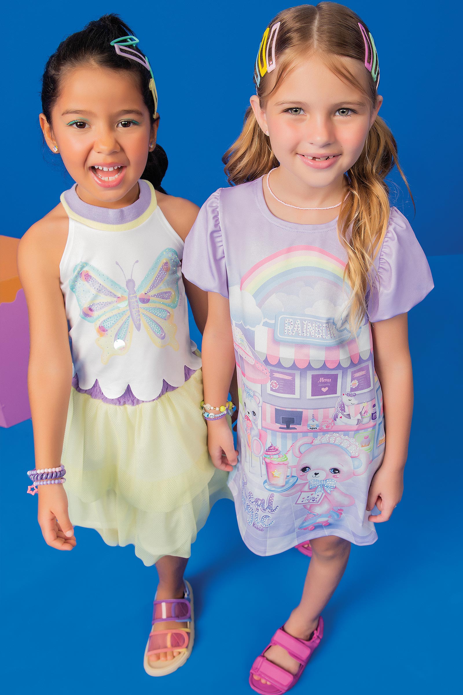 Conjunto Infantil Kukie Verão Com Saia e Blusa Borboleta