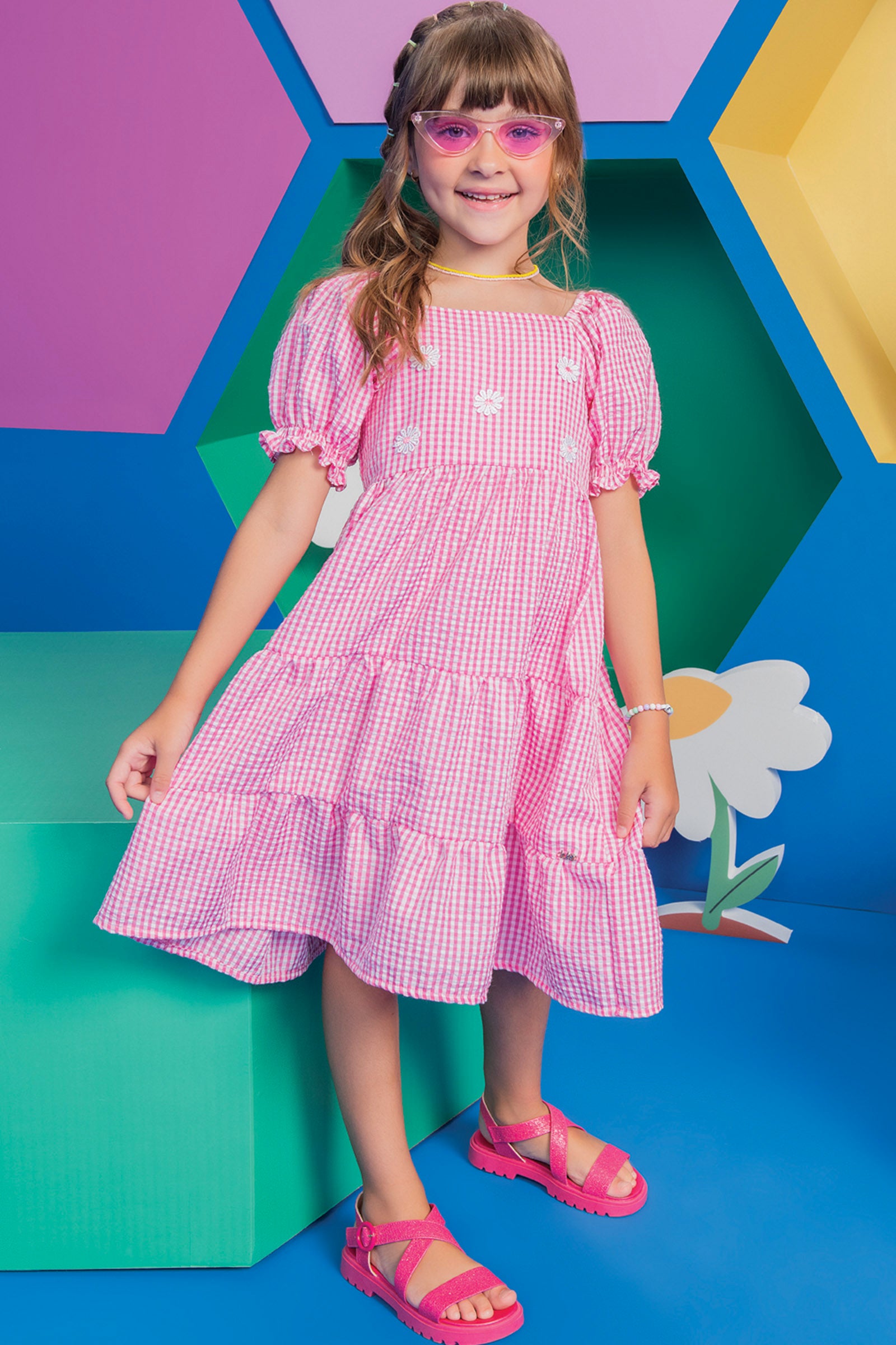 Vestido Infantil Kukie Verão Margarida