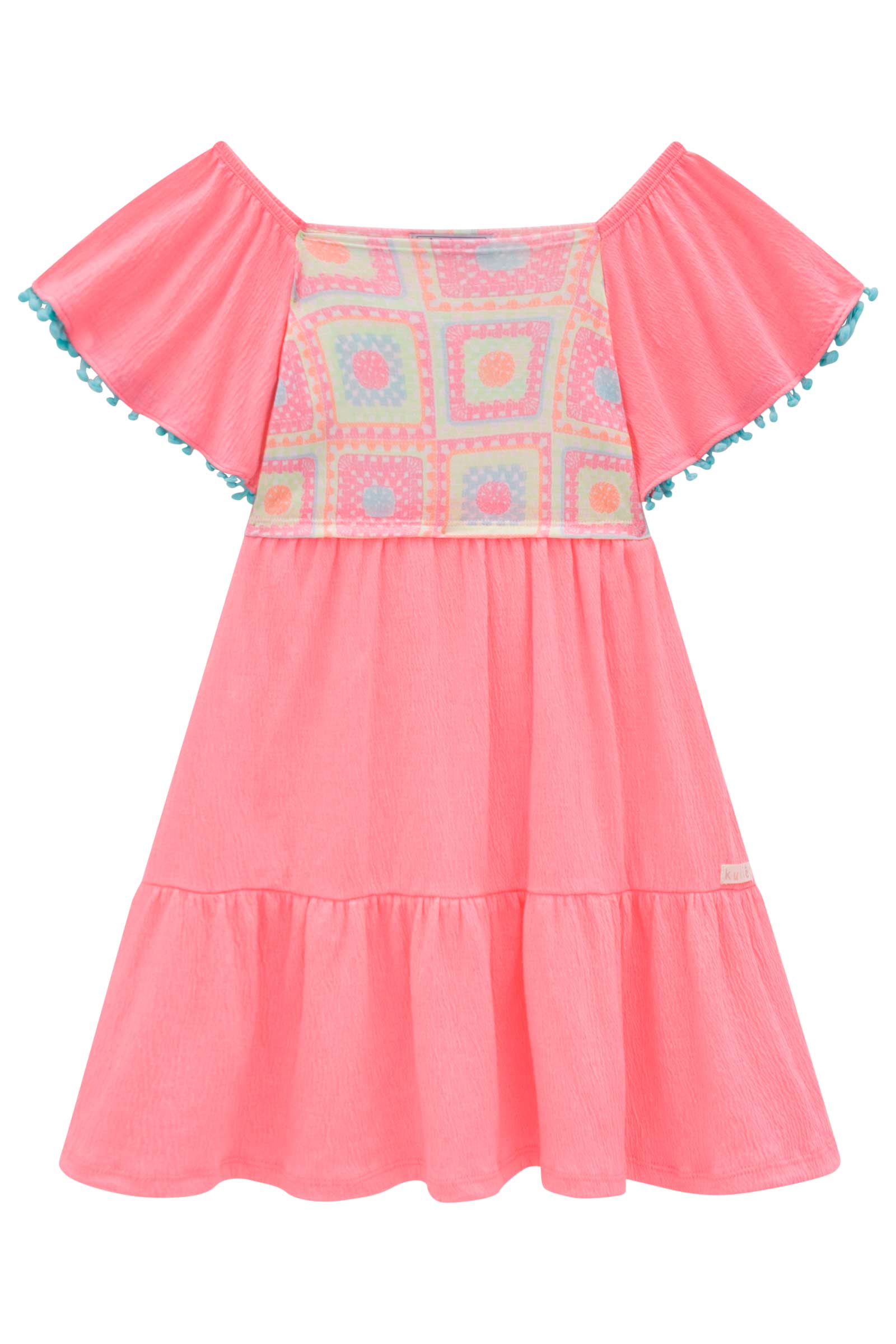 Vestido Infantil Kukie Verão Crochê 3D
