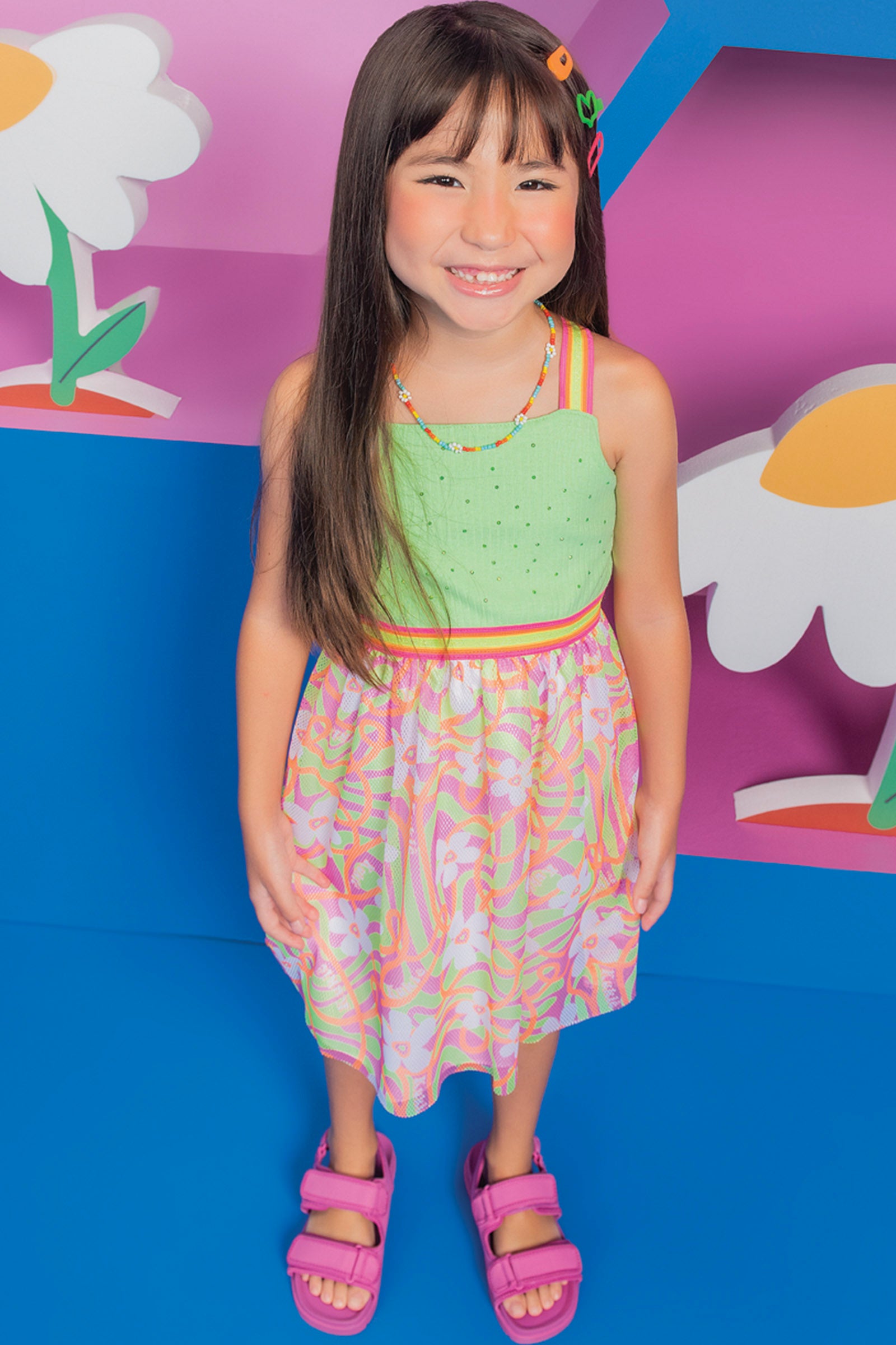 Vestido Infantil Kukie Verão Colorido