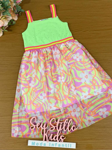 Vestido Infantil Kukie Verão Colorido