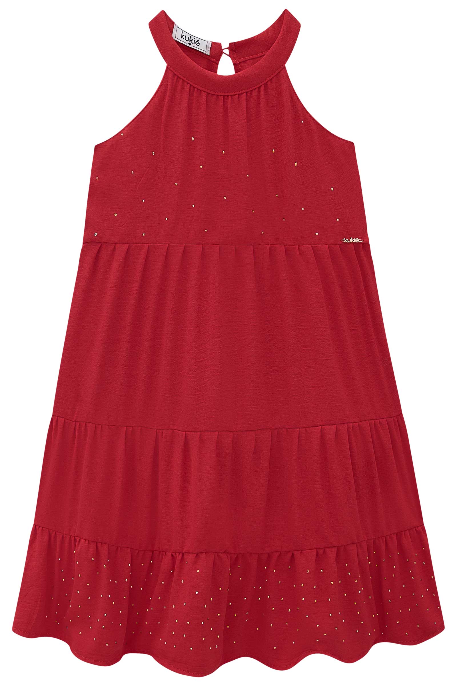 Vestido Infantil Kukie Verão Vermelho Natalino