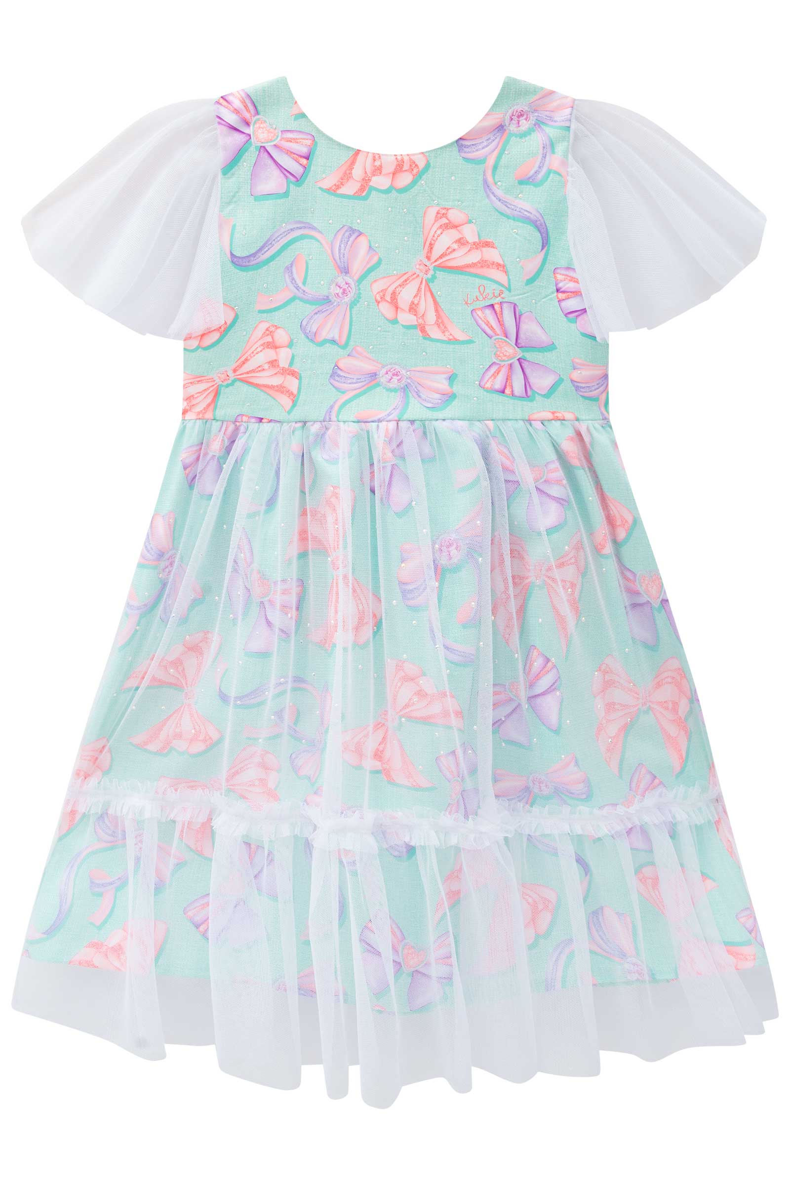 Vestido Infantil Kukie Verão Laços com Tule