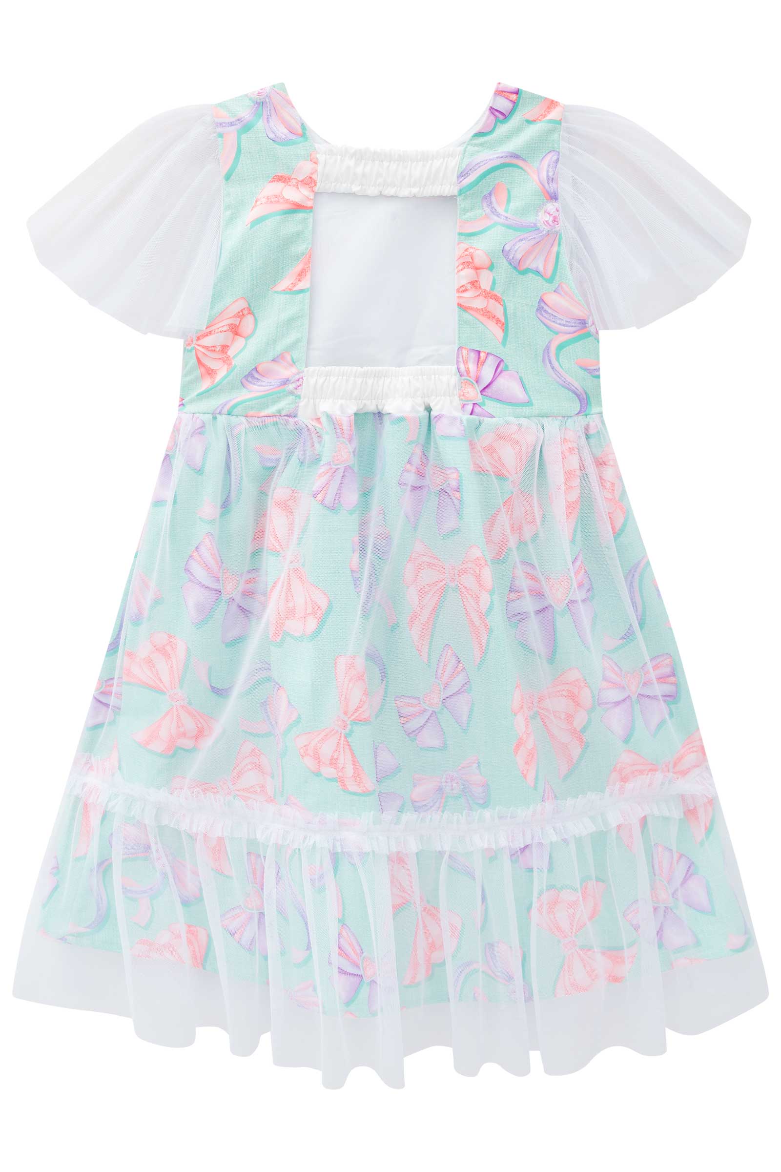 Vestido Infantil Kukie Verão Laços com Tule