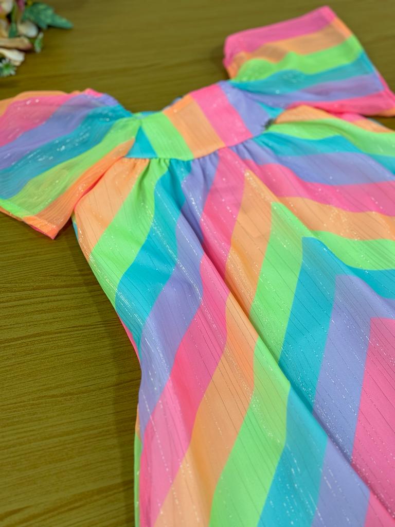 Vestido Infantil Kukie Verão Arco -íris