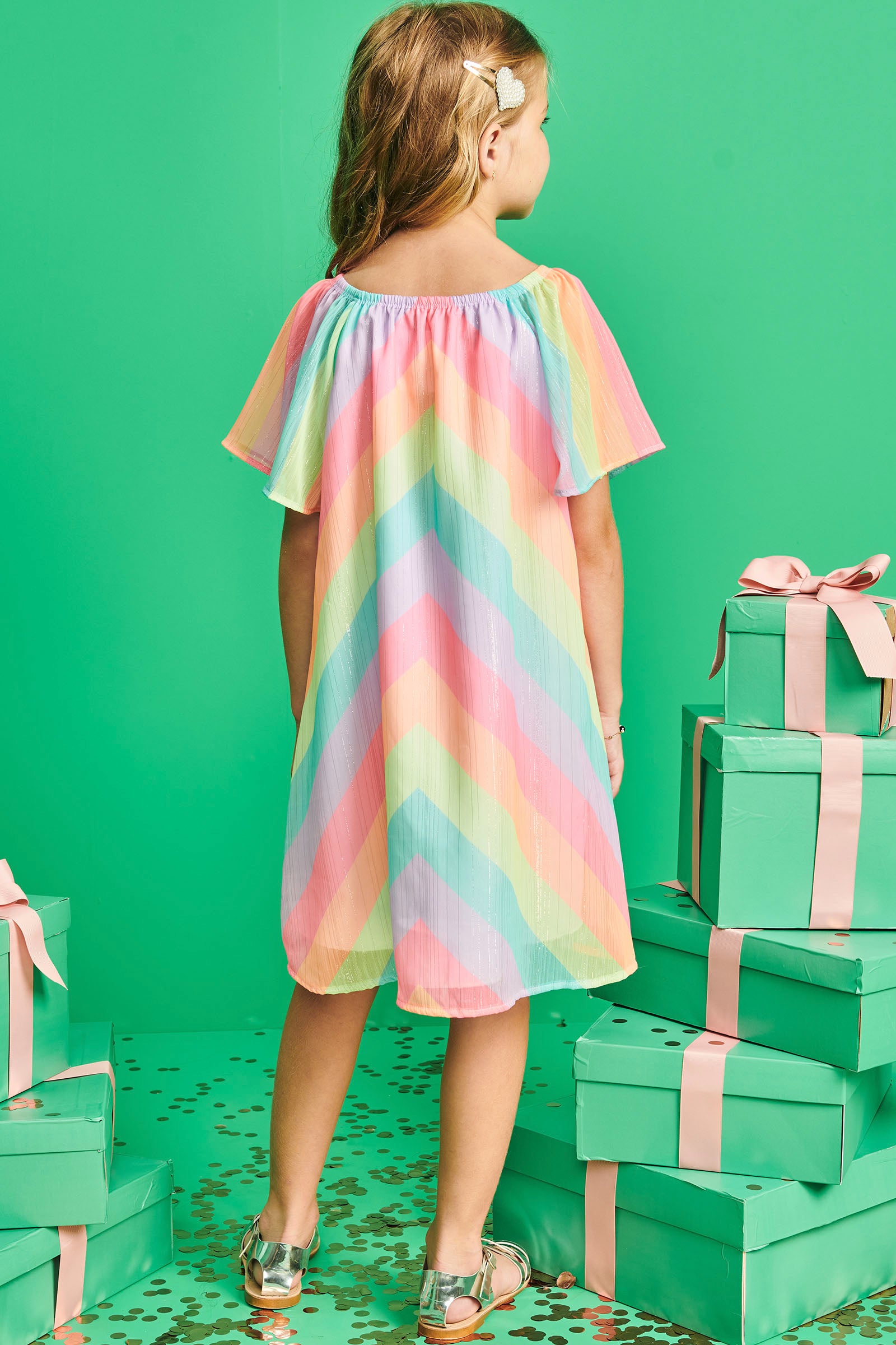 Vestido Infantil Kukie Verão Arco -íris