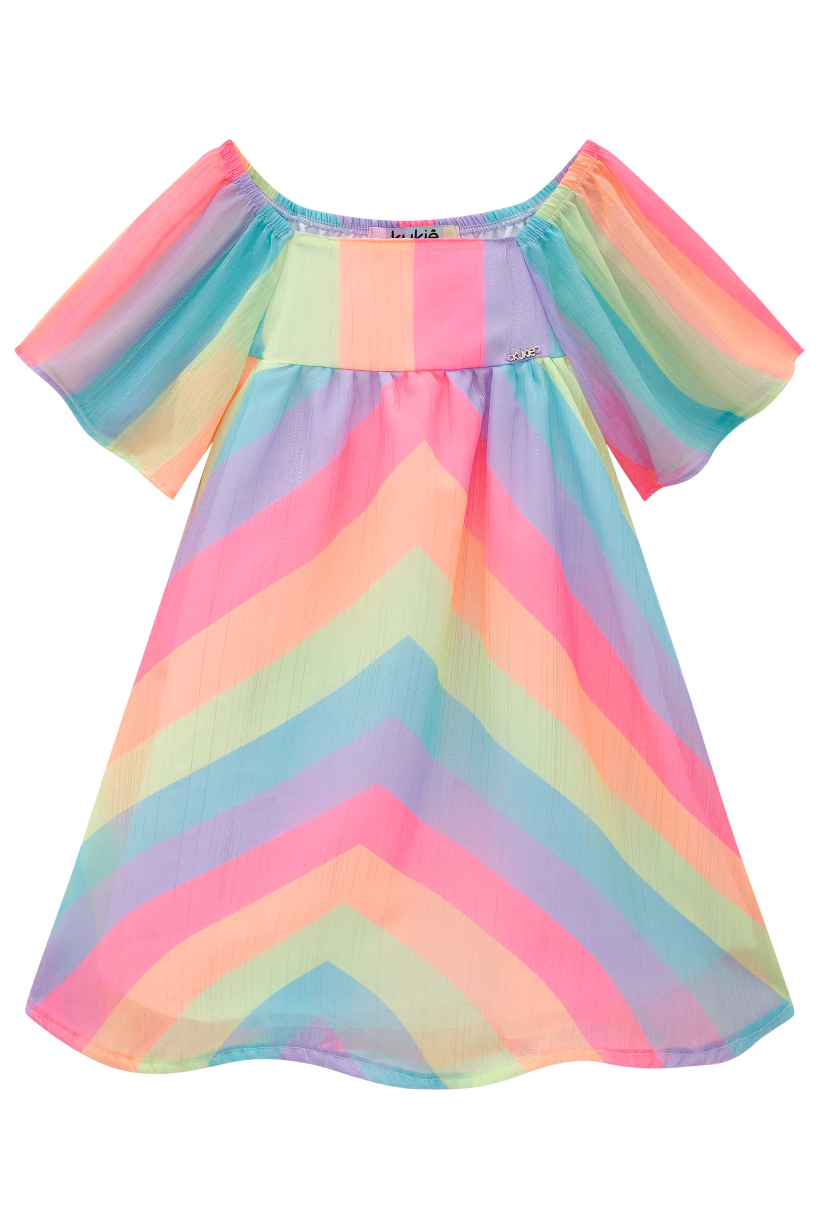 Vestido Infantil Kukie Verão Arco -íris
