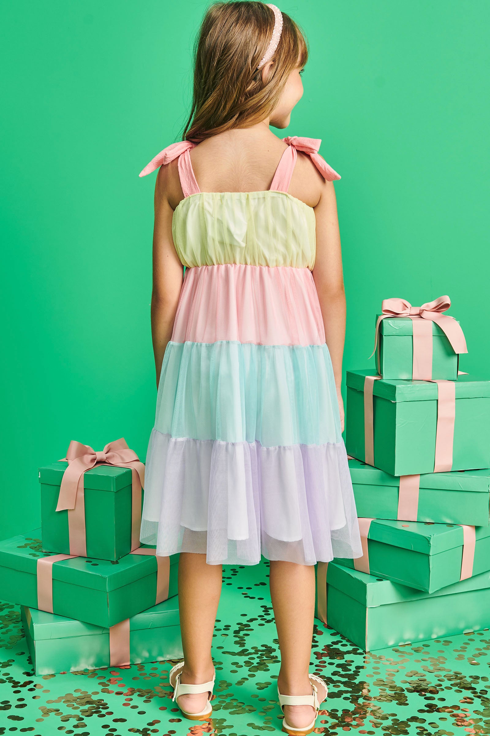 Vestido Infantil Kukie Verão Tule Colorido