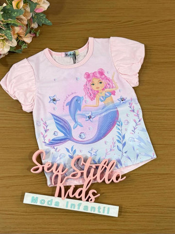 Blusa Infantil Kukie Verão Sereia Rosa
