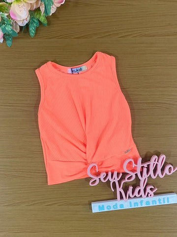Blusa Infantil Kukie Verão Laranja Neon