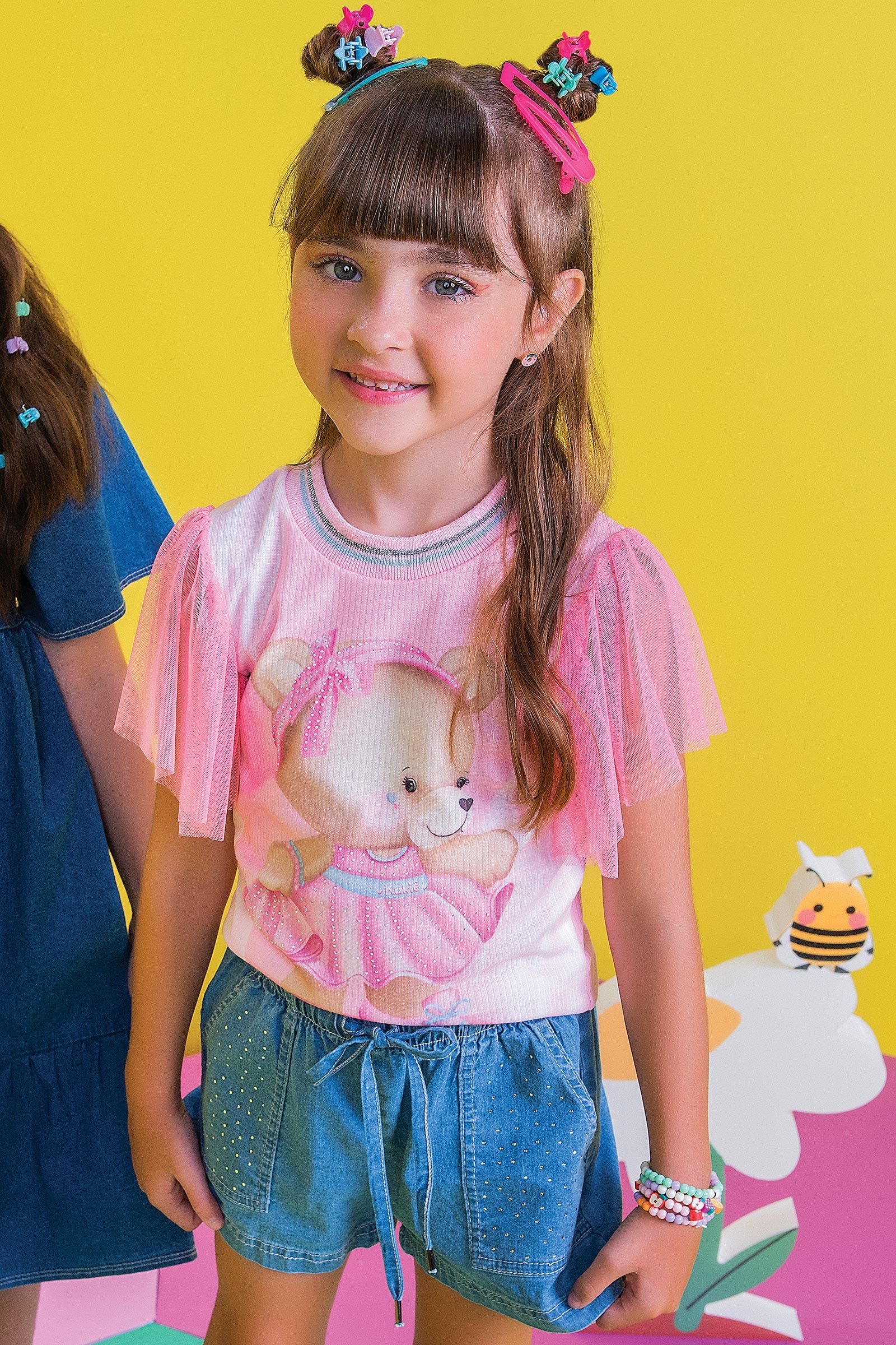 Blusa Infantil Kukie Verão Ursinha Rosa