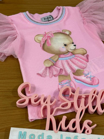 Blusa Infantil Kukie Verão Ursinha Rosa