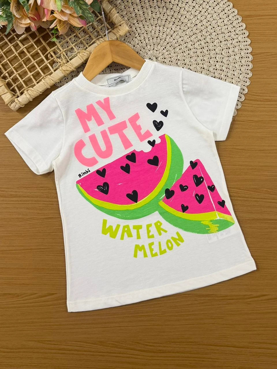 Conjunto Infantil Menina Bimbi com Shorts Ciclista Rosa e Blusa Melancia
