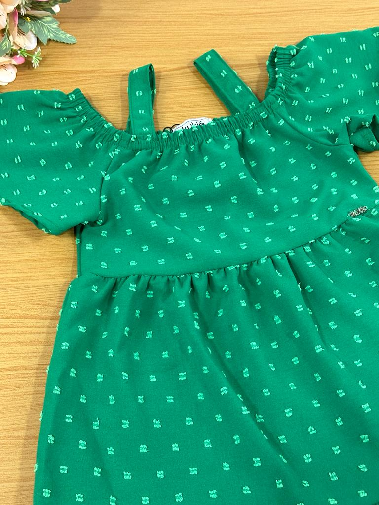 Vestido Infantil Kukie Verão Verde Natal