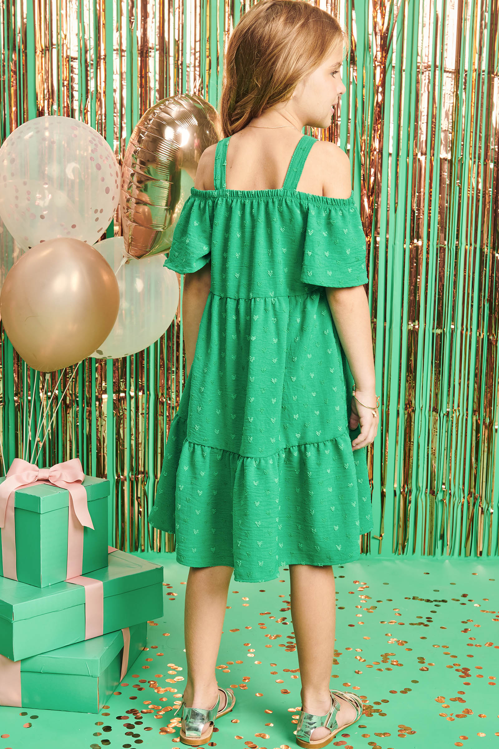Vestido Infantil Kukie Verão Verde Natal
