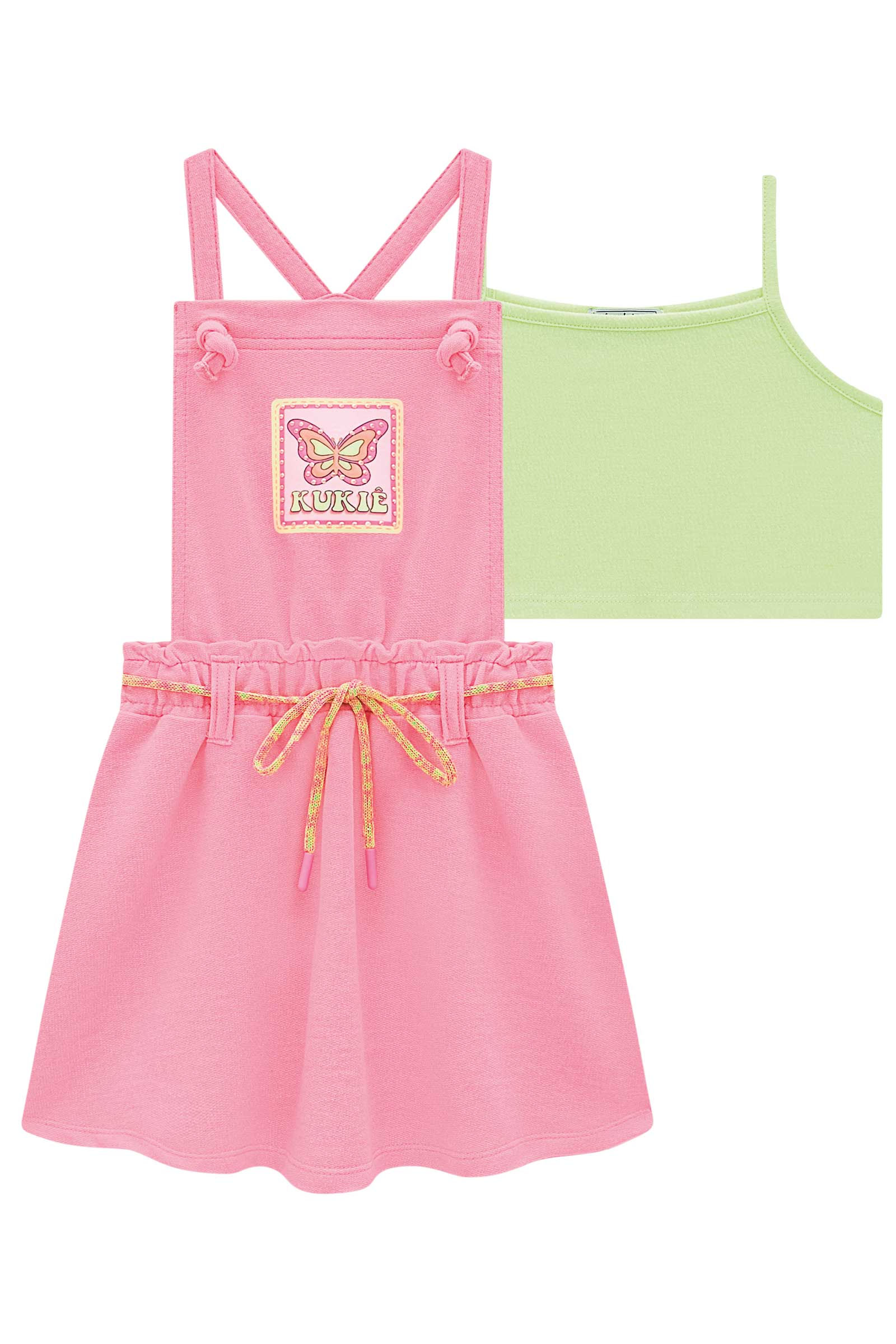 Salopete Infantil Kukie Verão Com Top Borboletas