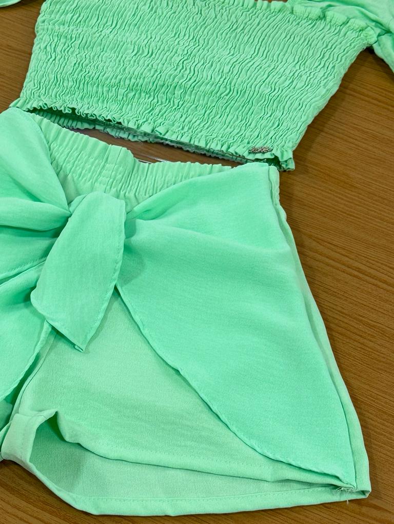 Conjunto Infantil Kukie Verão Com Shorts e Blusa Verde