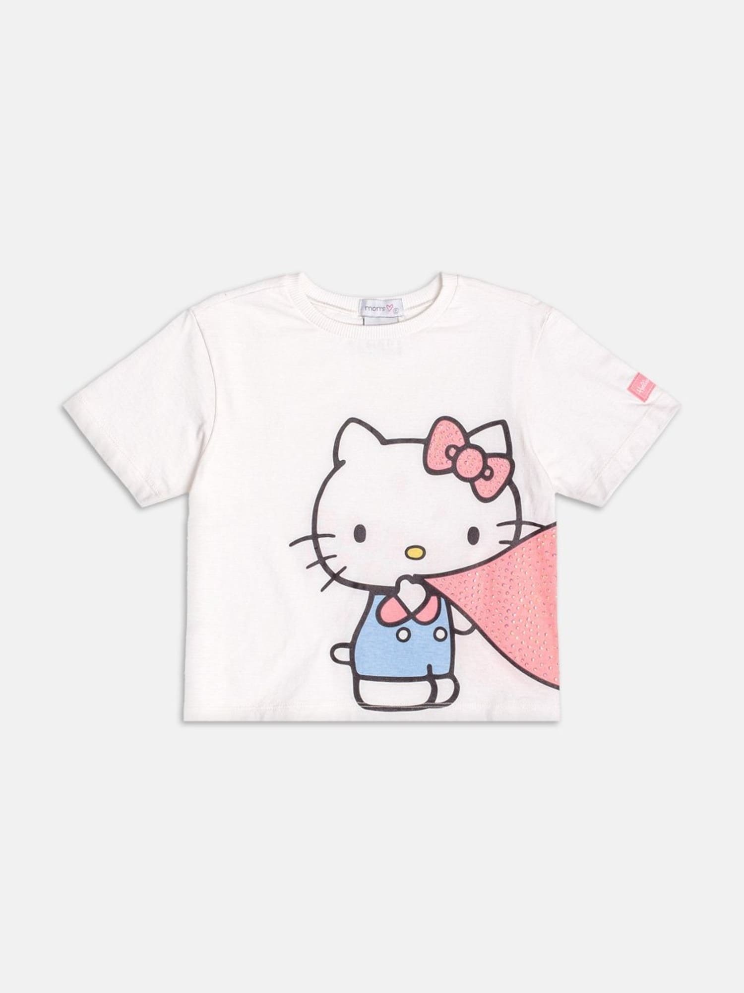 Blusa Infantil Momi Verão Branca Hello Kitty com Strass