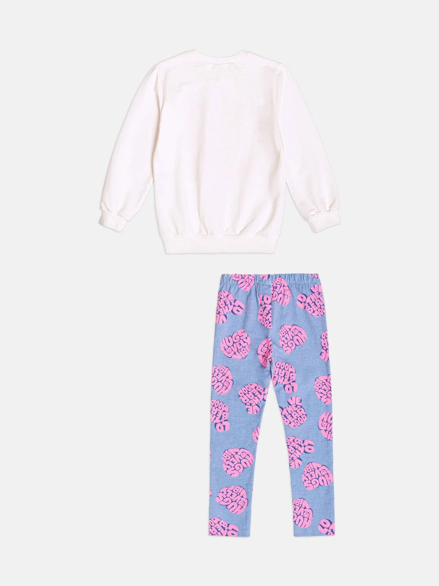 Conjunto Infantil Momi Inverno com Calça Legging Azul e Moletom sem Flanela Bears