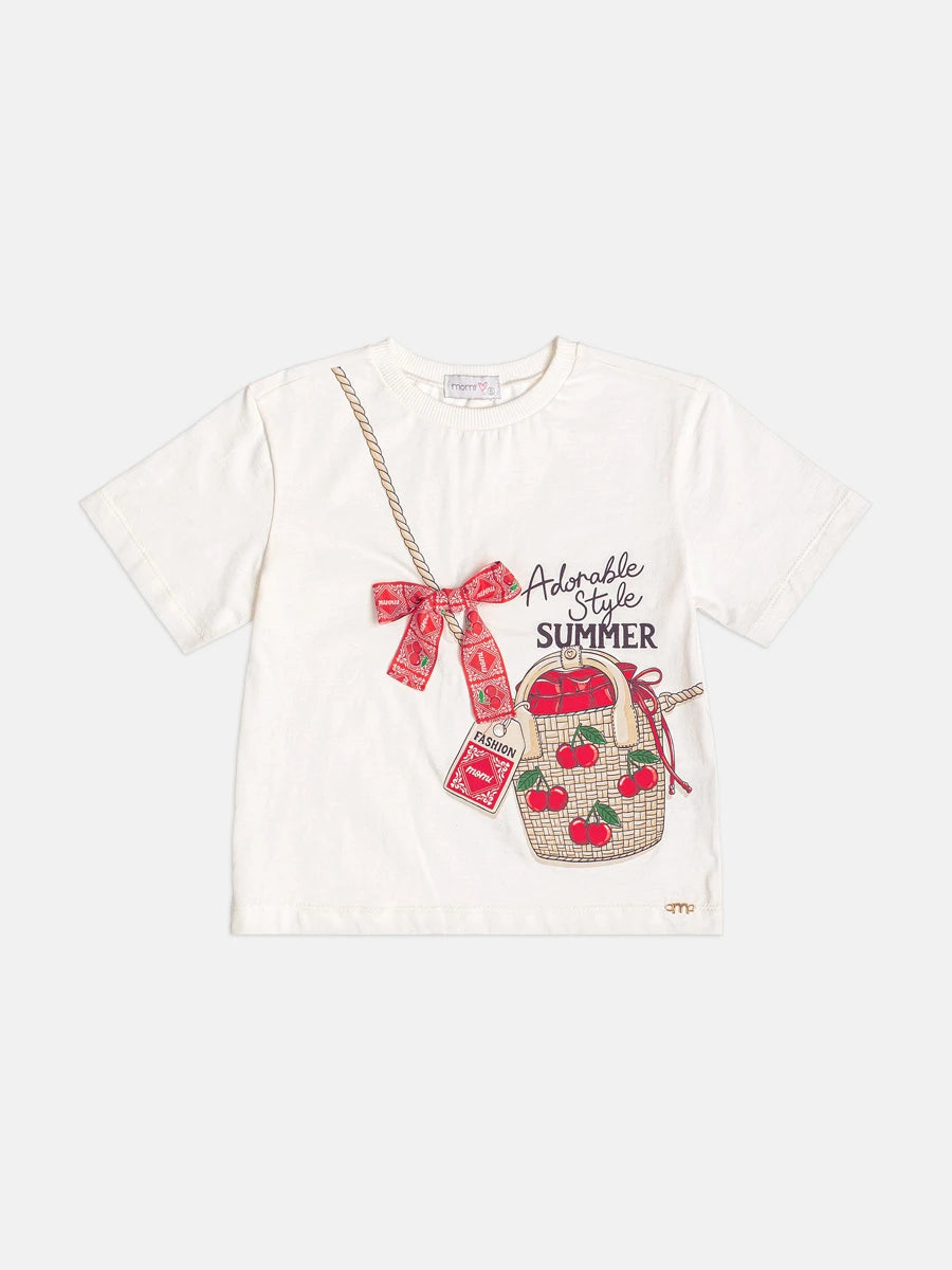 Blusa Infantil Menina Momi Branca Cestinha de Frutas