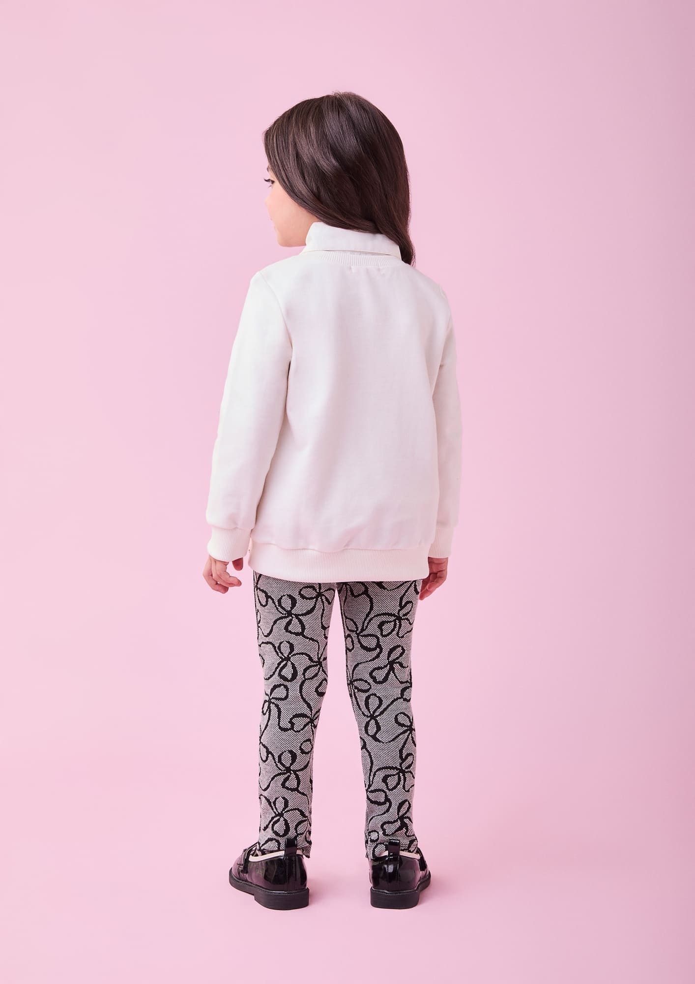 Conjunto Infantil Momi Inverno Calça e Blusa Branca Laços com Strass