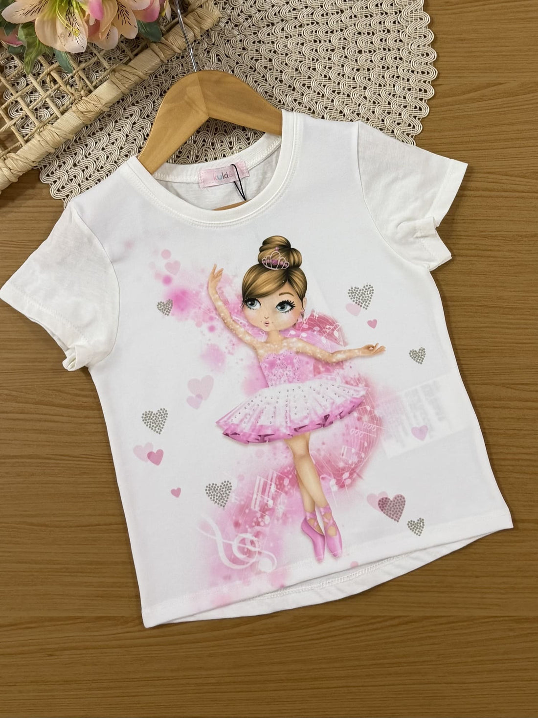 Conjunto Infantil Kukiê com Shorts Rosa e Blusa Bailarina