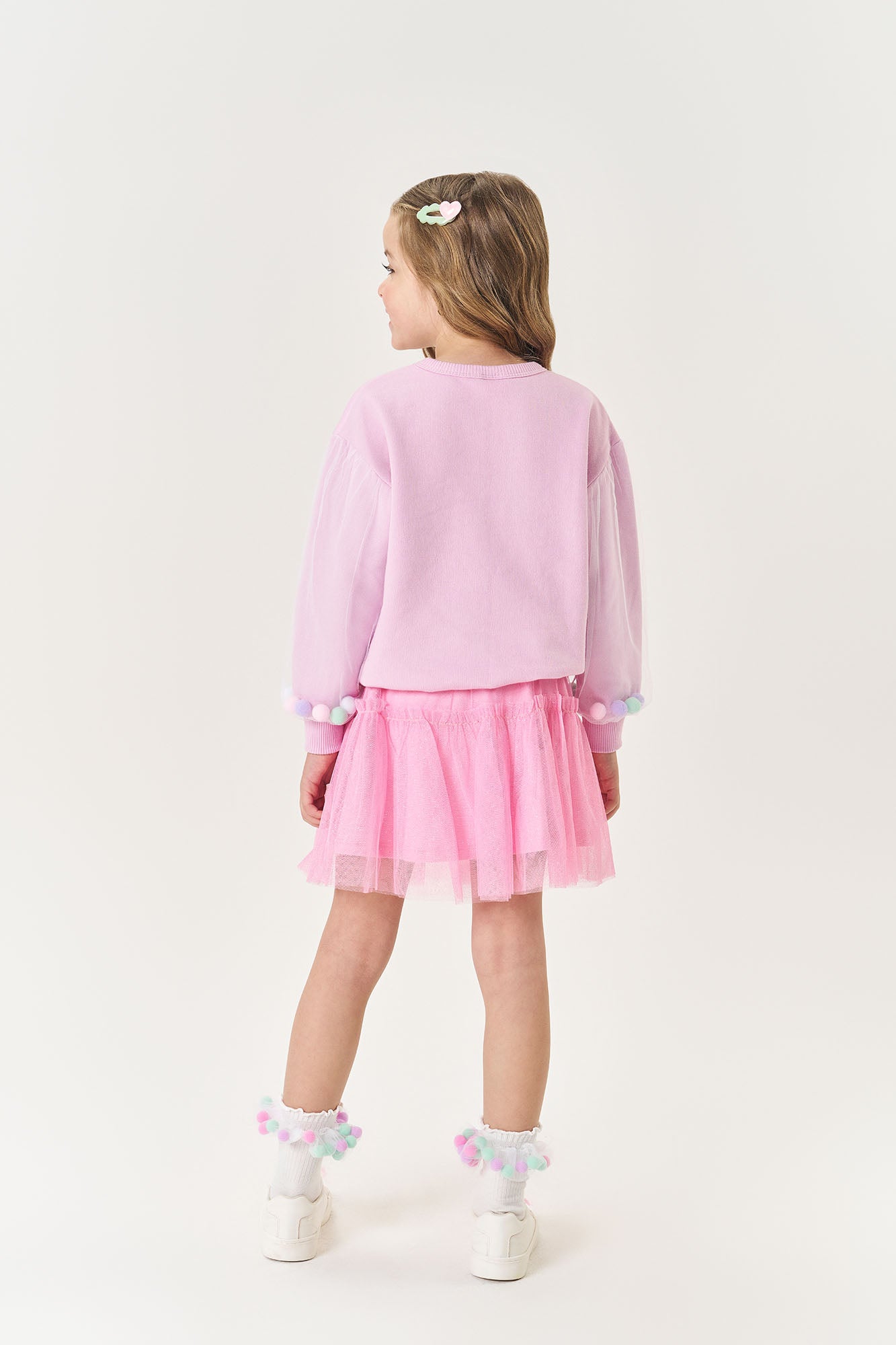 Saia Infantil Cinti Inverno Tule Rosa Glitter
