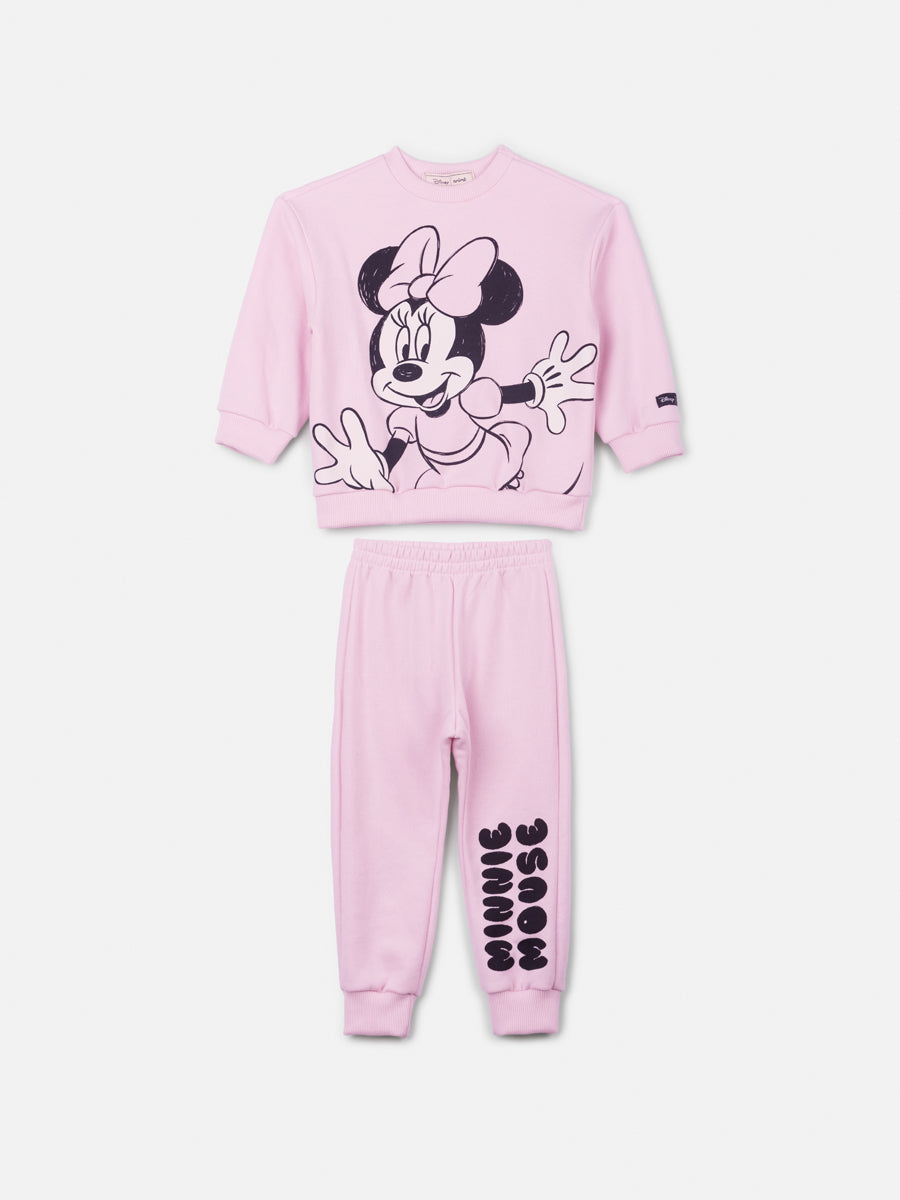 Conjunto Infantil Animê Inverno com Calça e Casaco Rosa Minnie Disney