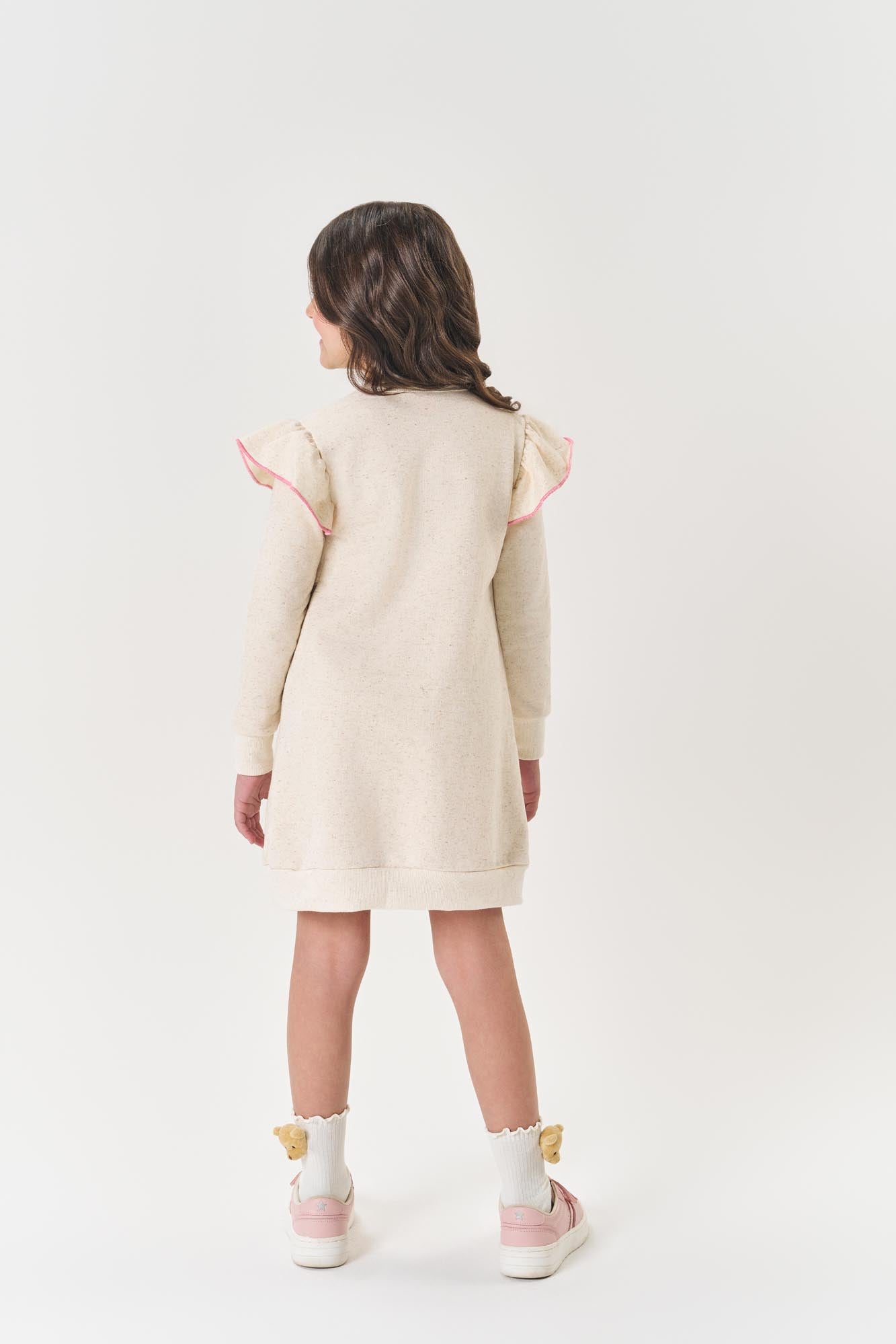 Vestido Infantil Cinti Inverno Off White Ursinho Love