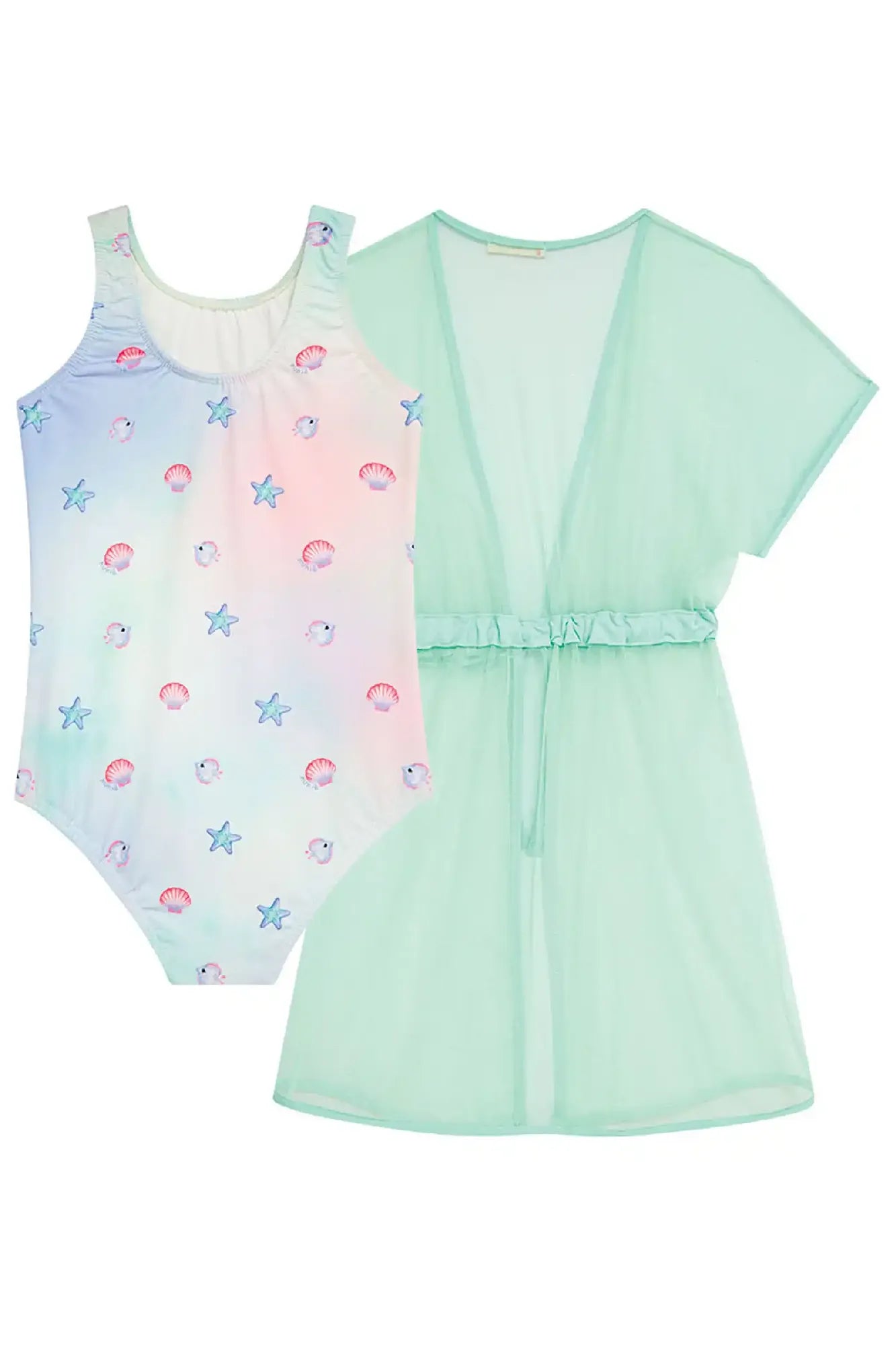 Maiô Infantil Kukiê Verde Serias Best Friends com Saida de Praia