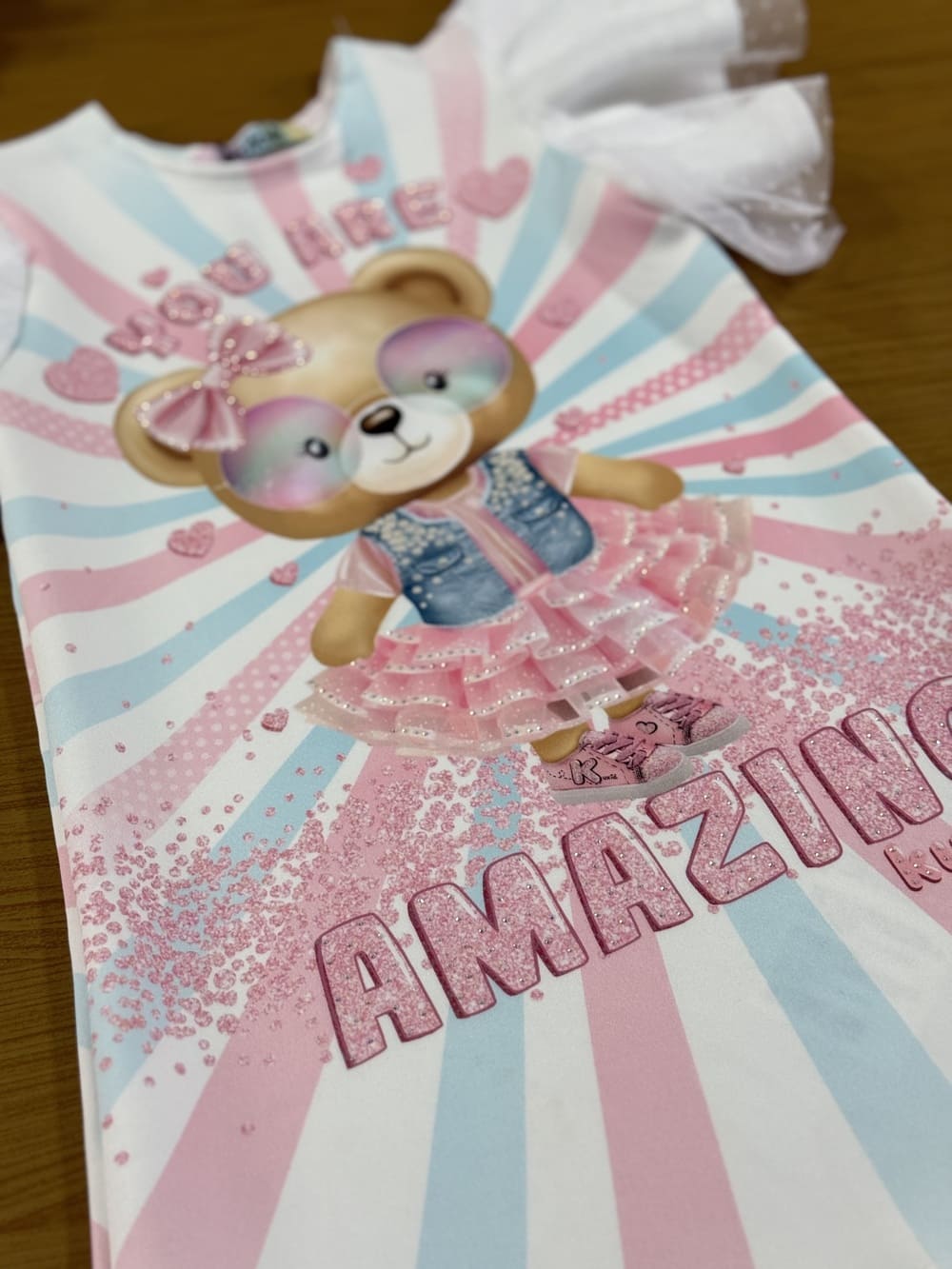 Vestido Infantil Kukie Verão Ursinha com Strass