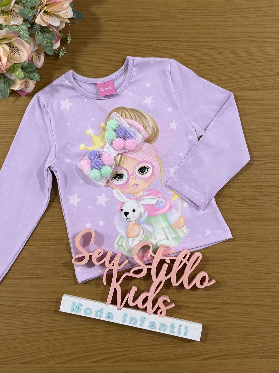 Conjunto Infantil Cinti Inverno Saia e Blusa Lilás Menina Laço