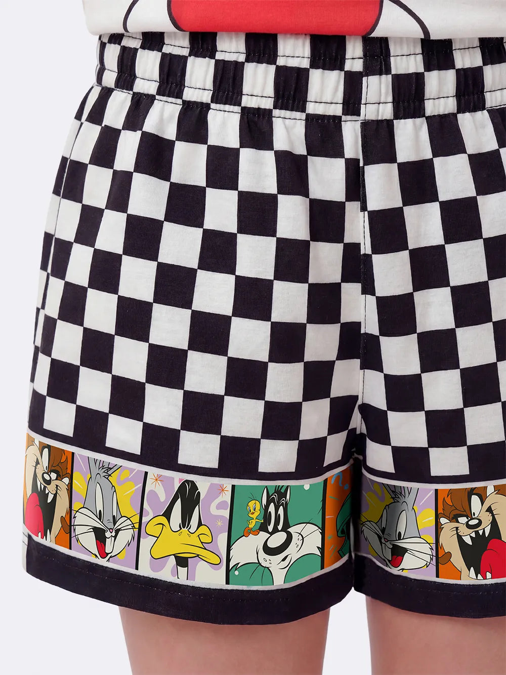 Pijama Infantil Menina Veggi com Shorts Xadrez e Blusa Frajola Looney Tunes