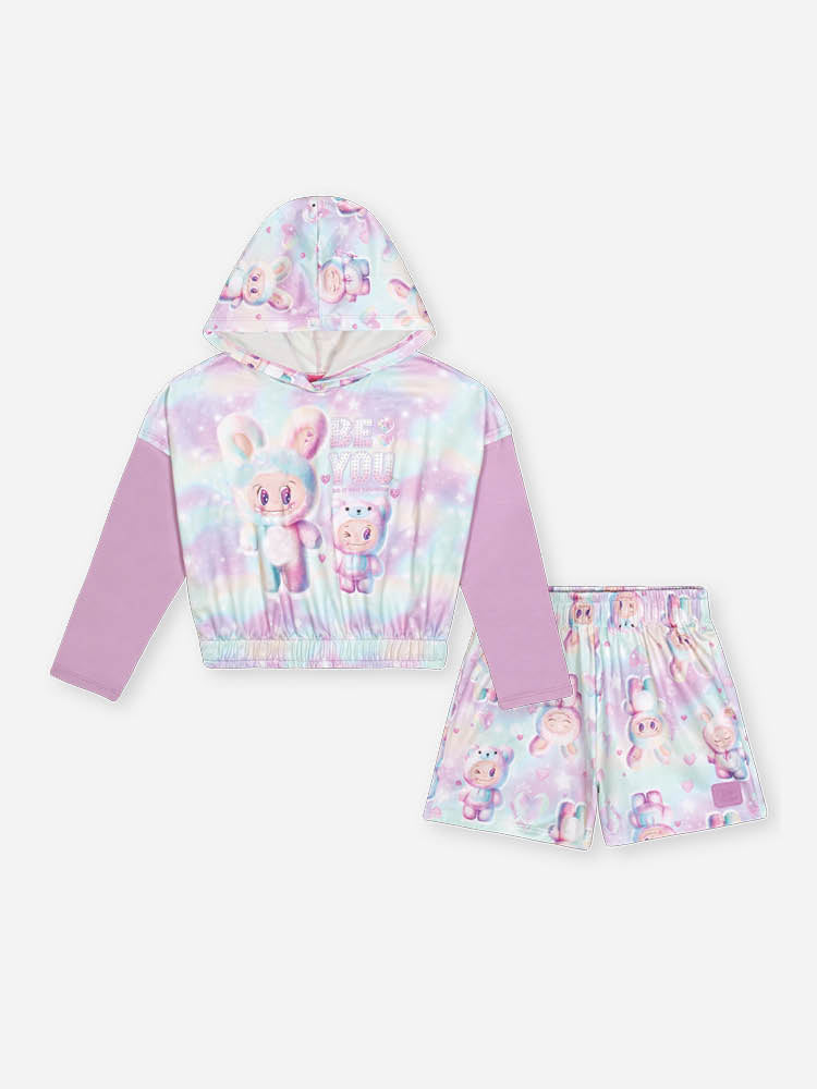 Conjunto Infantil Cinti Inverno com Shorts e Casaco Térmico Colorido Labubu