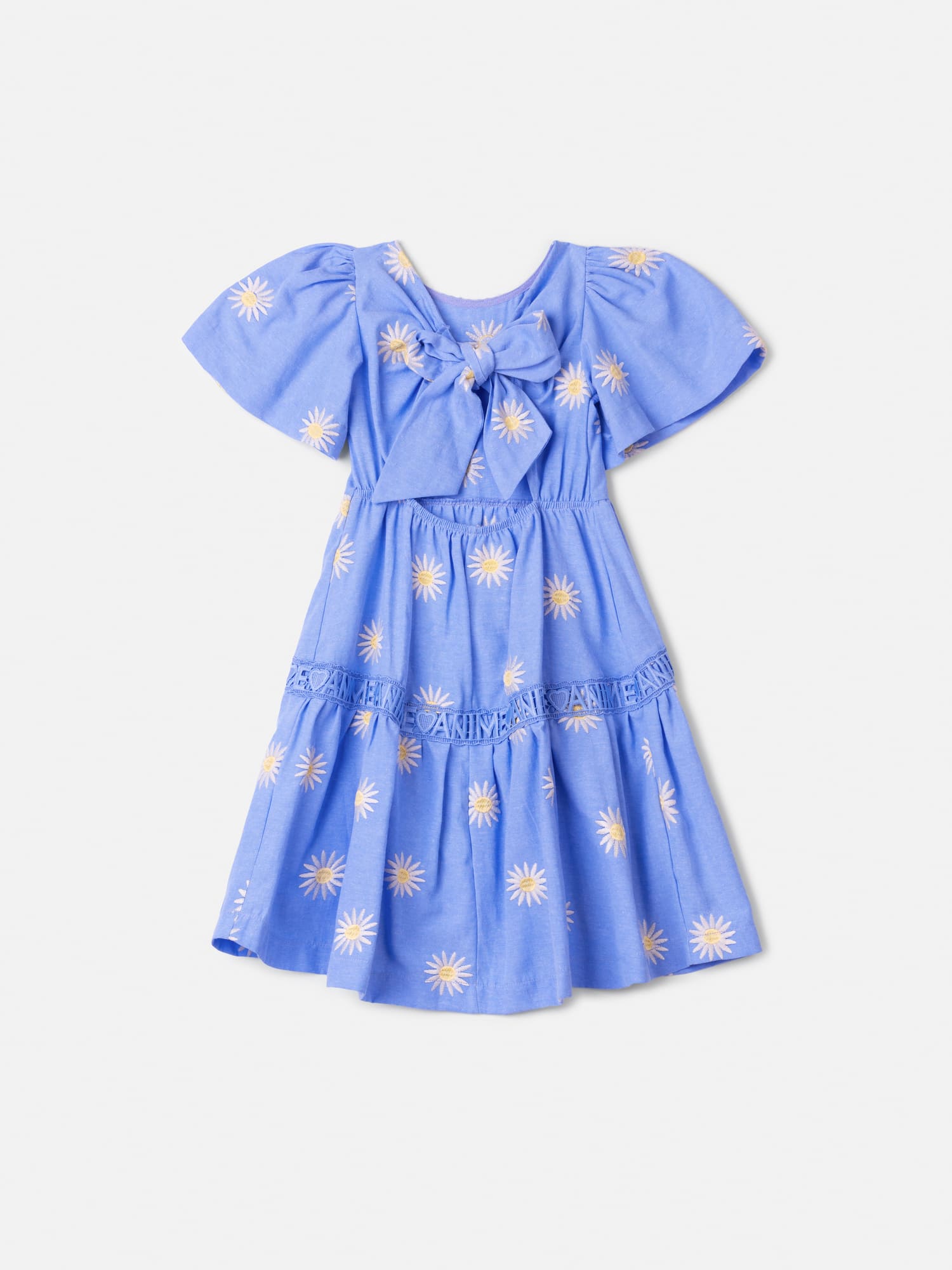 Vestido Infantil Animê Verão Azul Florzinha