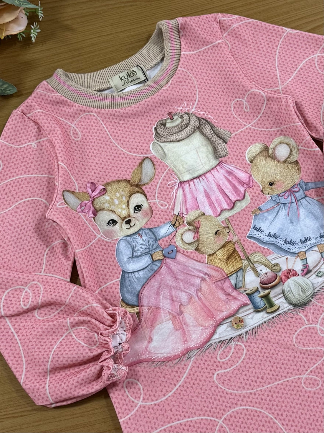 Vestido Infantil Kukie Inverno Rosa Rena Costureira