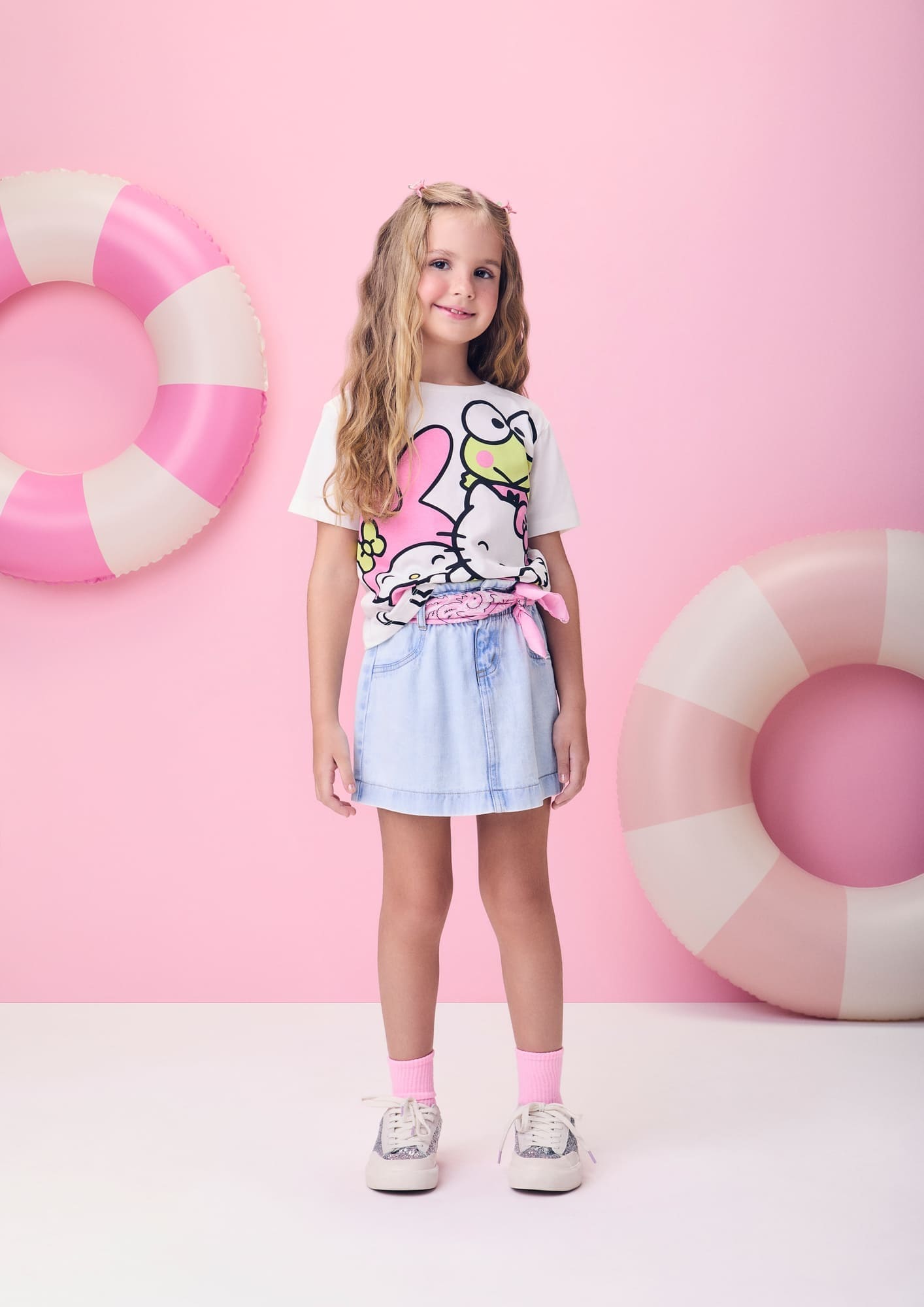 Blusa Infantil Momi Verão Branca Hello Kitty e Amigos