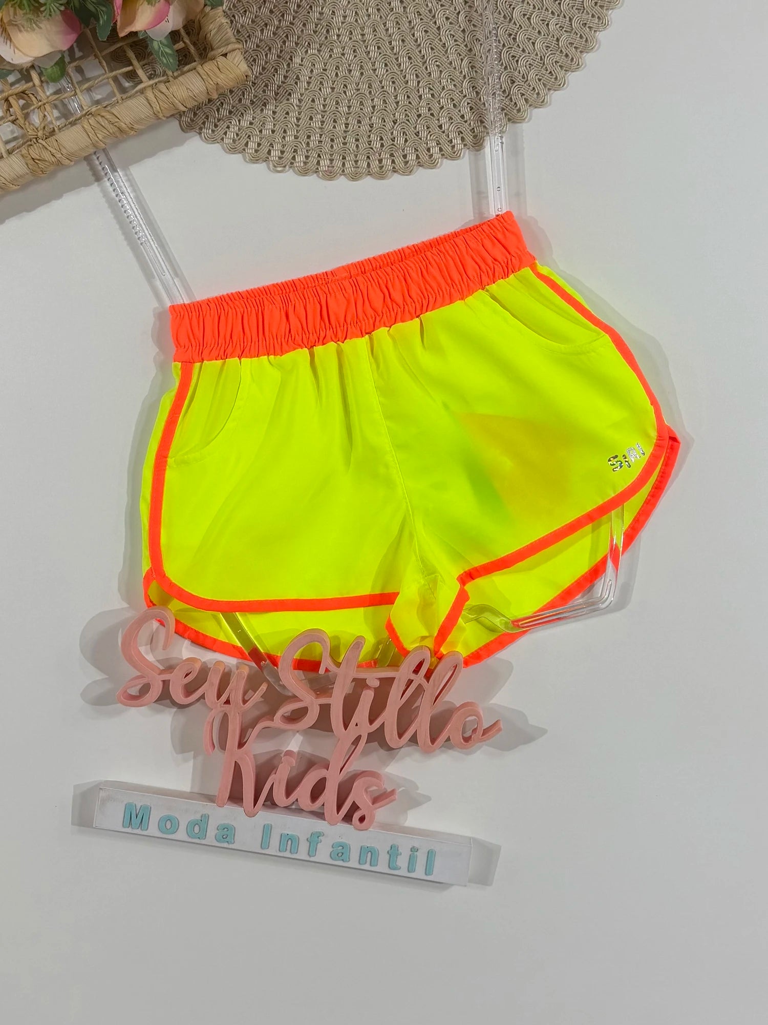 Shorts Infantil Siri Kids Nylon Leticia Amarelo Fluor 43063