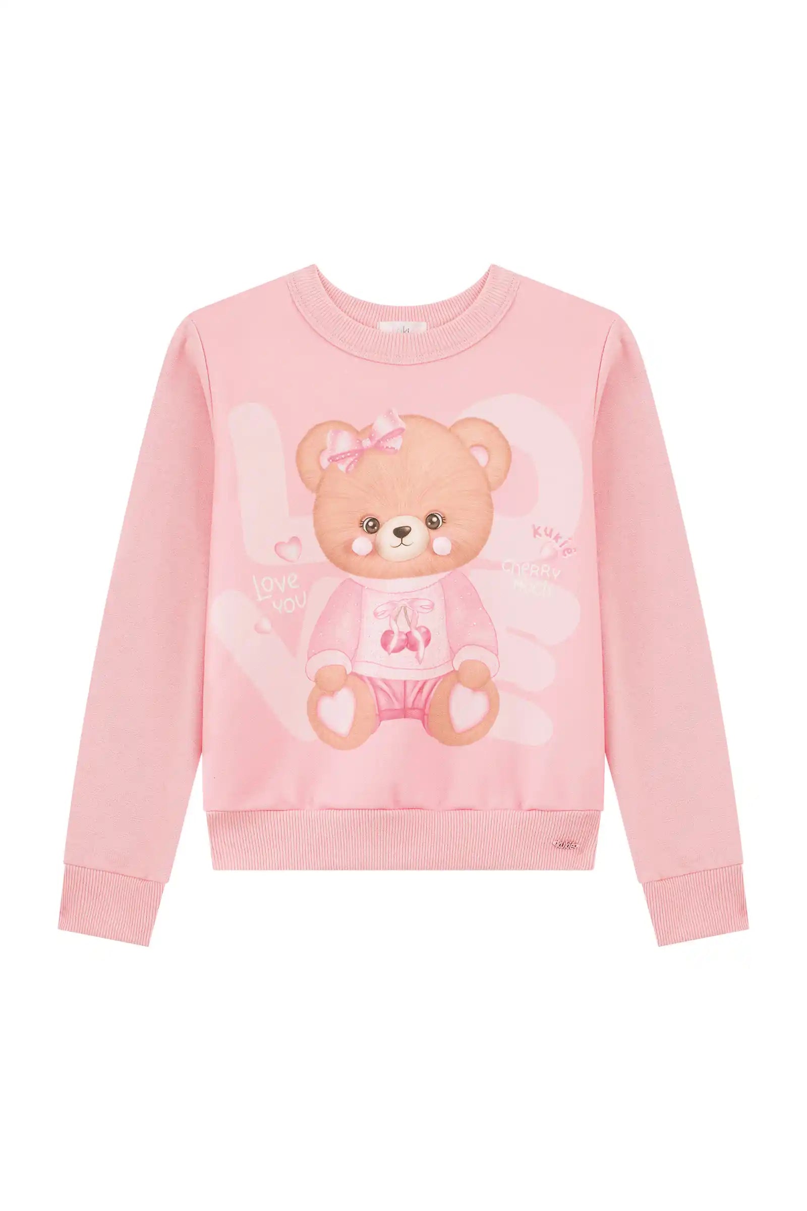 Casaco Infantil Kukiê Inverno Flanelado Rosa Ursinha