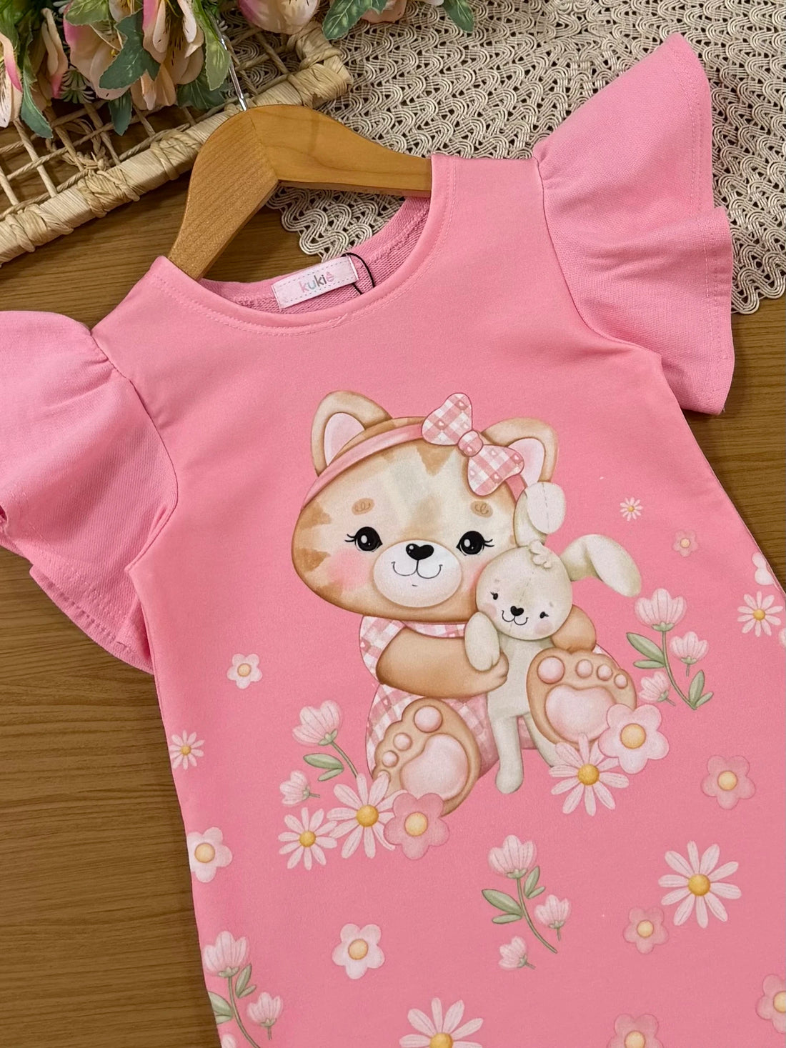 Vestido Infantil Kukiê Rosa Amiguinhos Floral