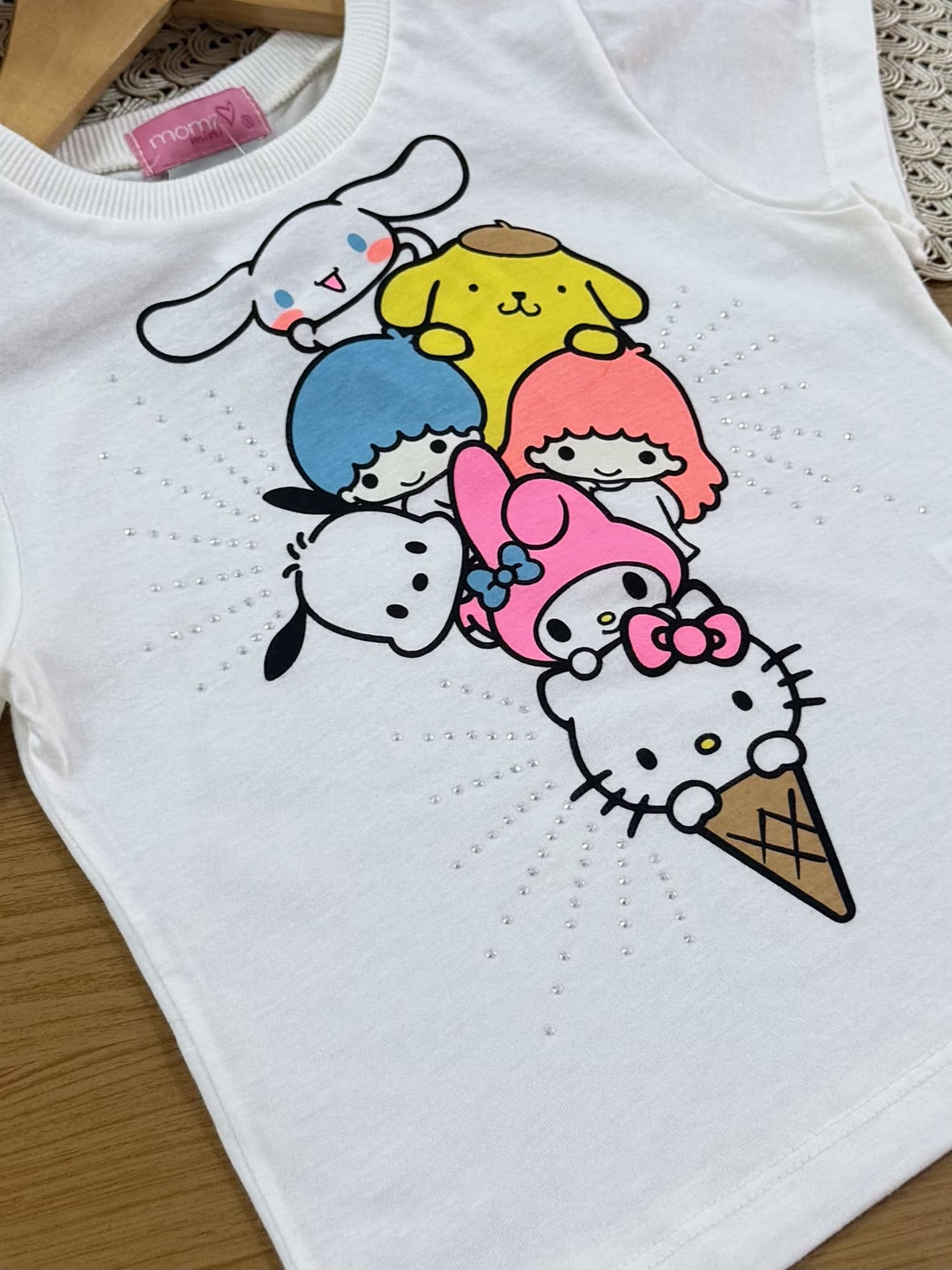 Blusa Infantil Momi Verão Branca Hello Kitty Friends