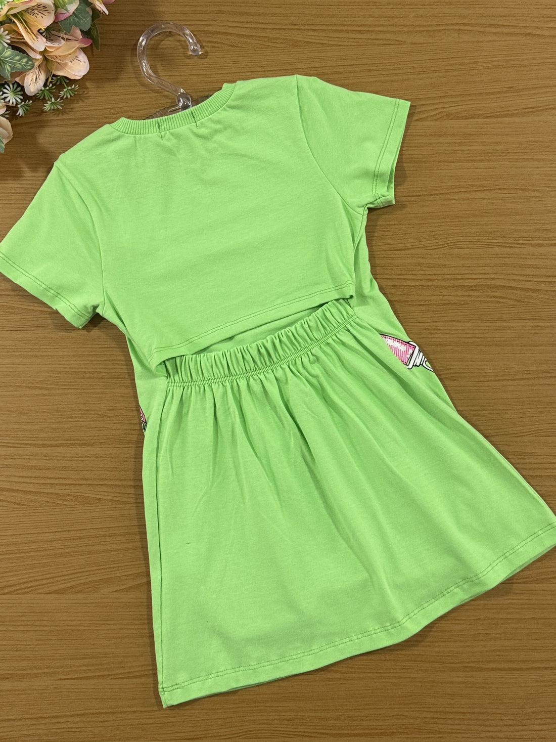 Vestido Infantil Momi Verão Verde Bolsinha