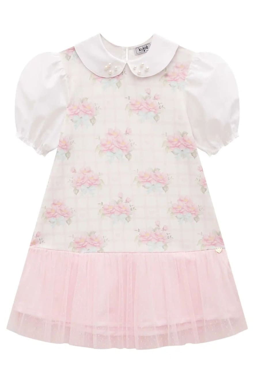 Vestido Infantil Kukie Verão Branco Florzinha