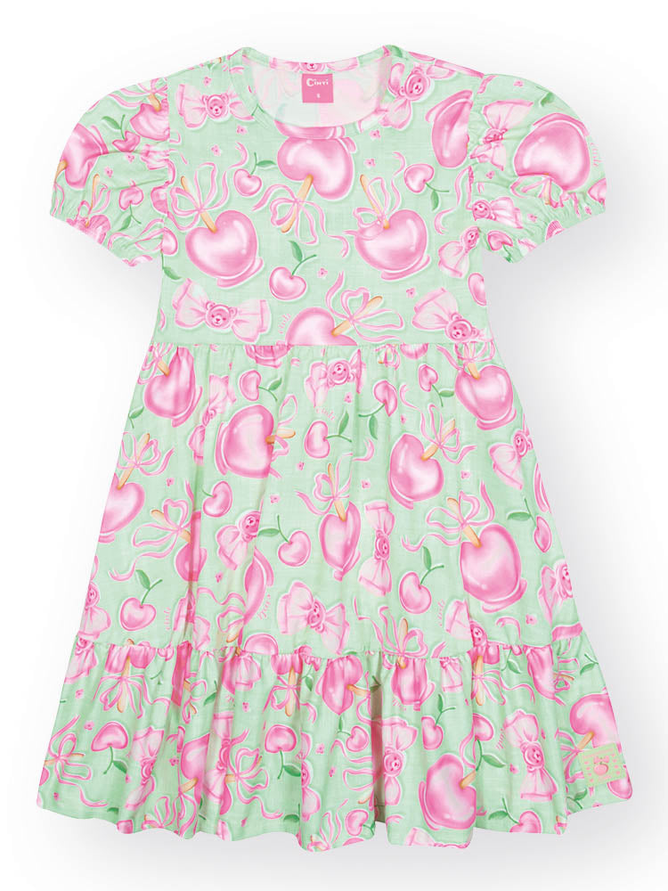 Vestido Infantil Cinti Verão Verde Docinhos
